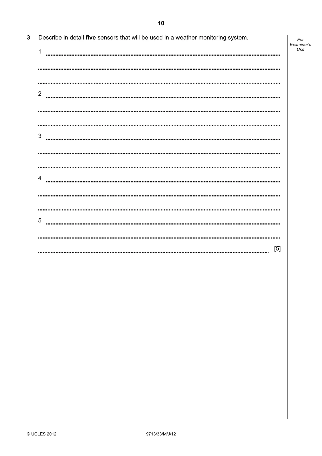 Cambridge A Level Applied Information and Communication Technology 9713 2012 May/June Paper 3 · Variant 3 question paper, page 10 of 20