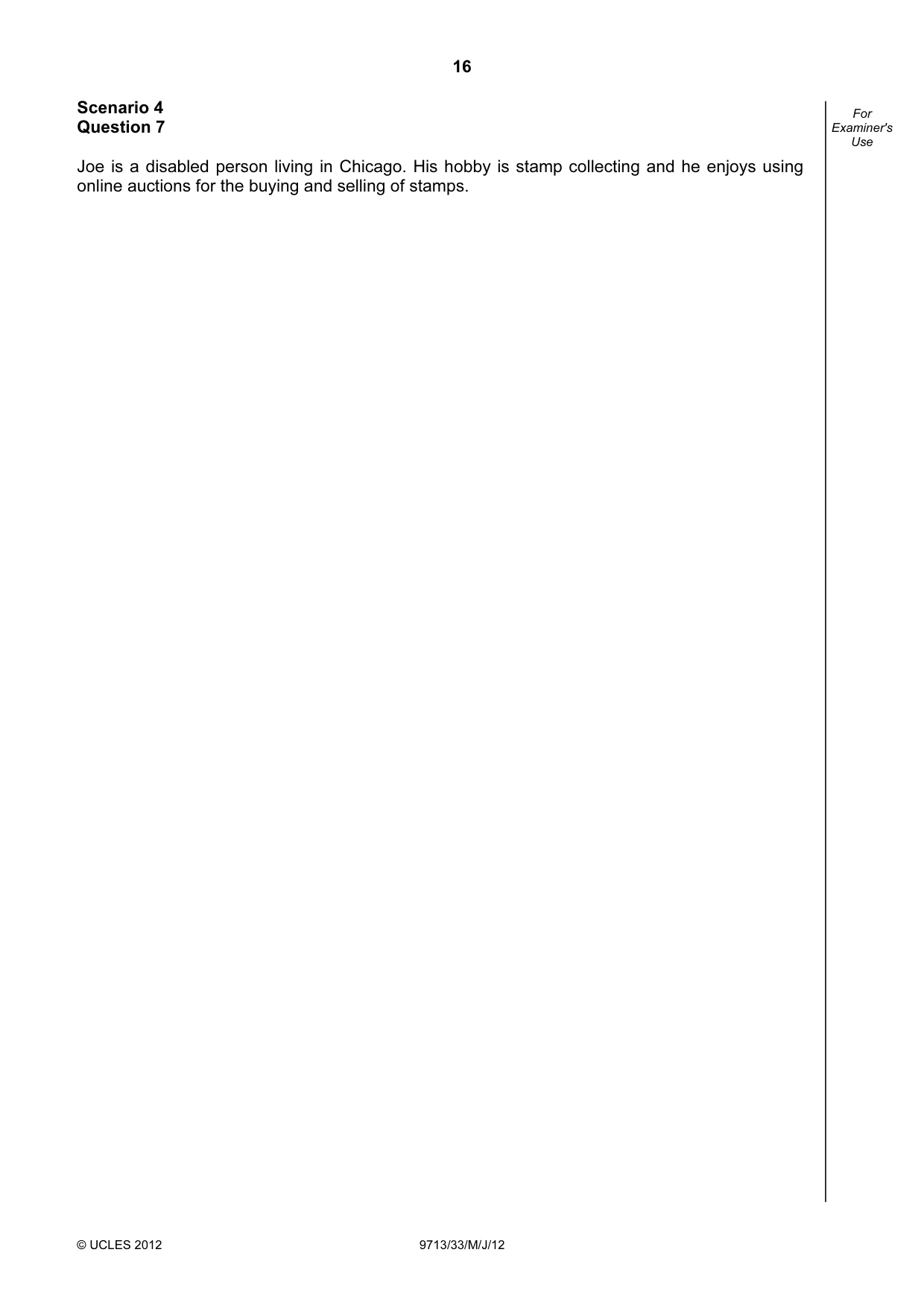 Cambridge A Level Applied Information and Communication Technology 9713 2012 May/June Paper 3 · Variant 3 question paper, page 16 of 20
