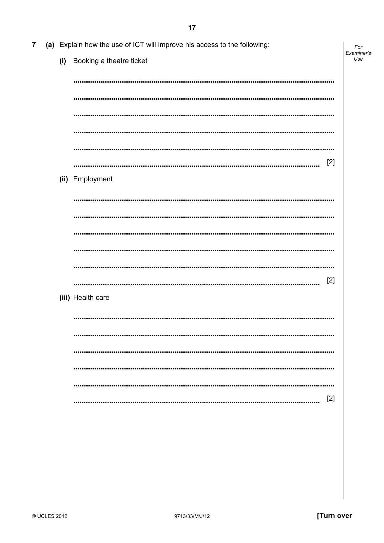 Cambridge A Level Applied Information and Communication Technology 9713 2012 May/June Paper 3 · Variant 3 question paper, page 17 of 20