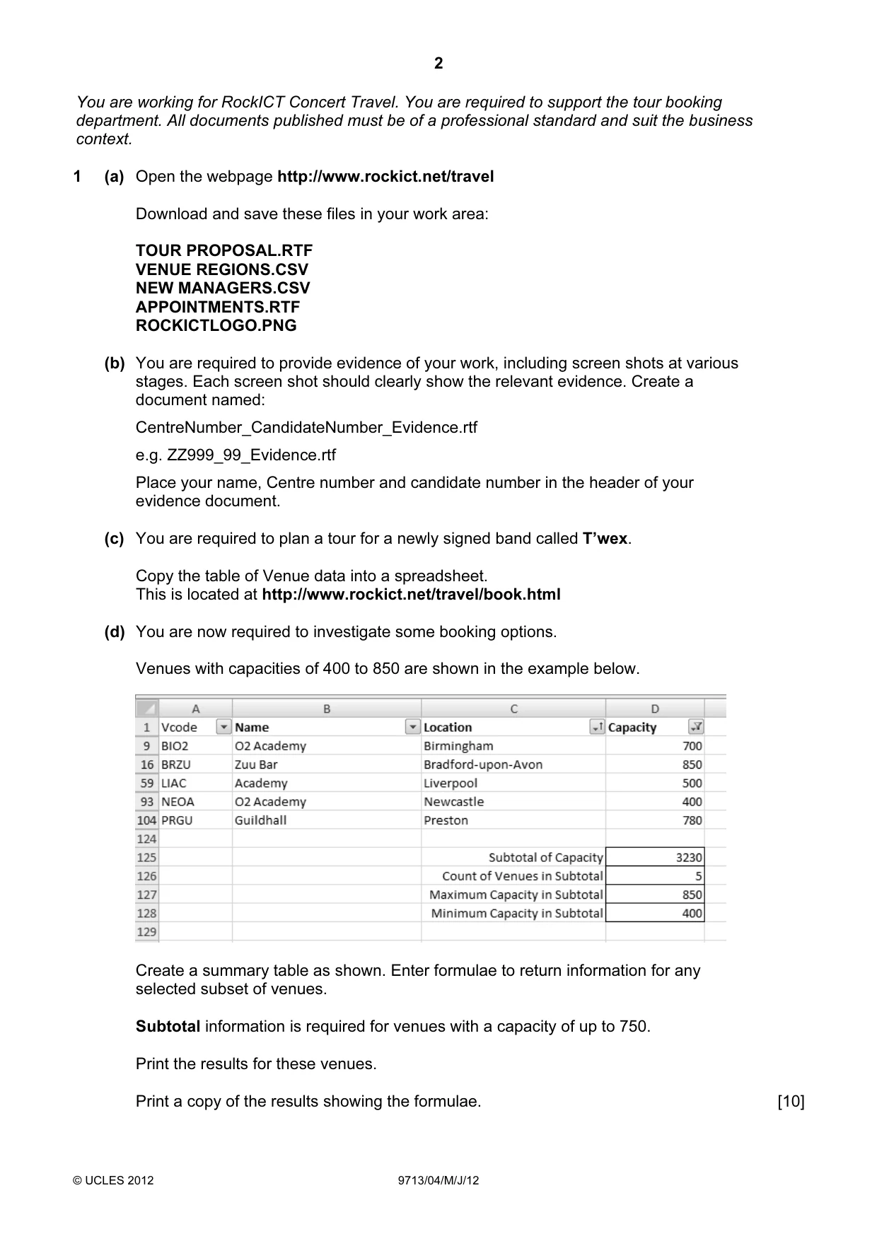 Cambridge A Level Applied Information and Communication Technology 9713 2012 May/June Paper 4 · Variant 1 question paper, page 2 of 8