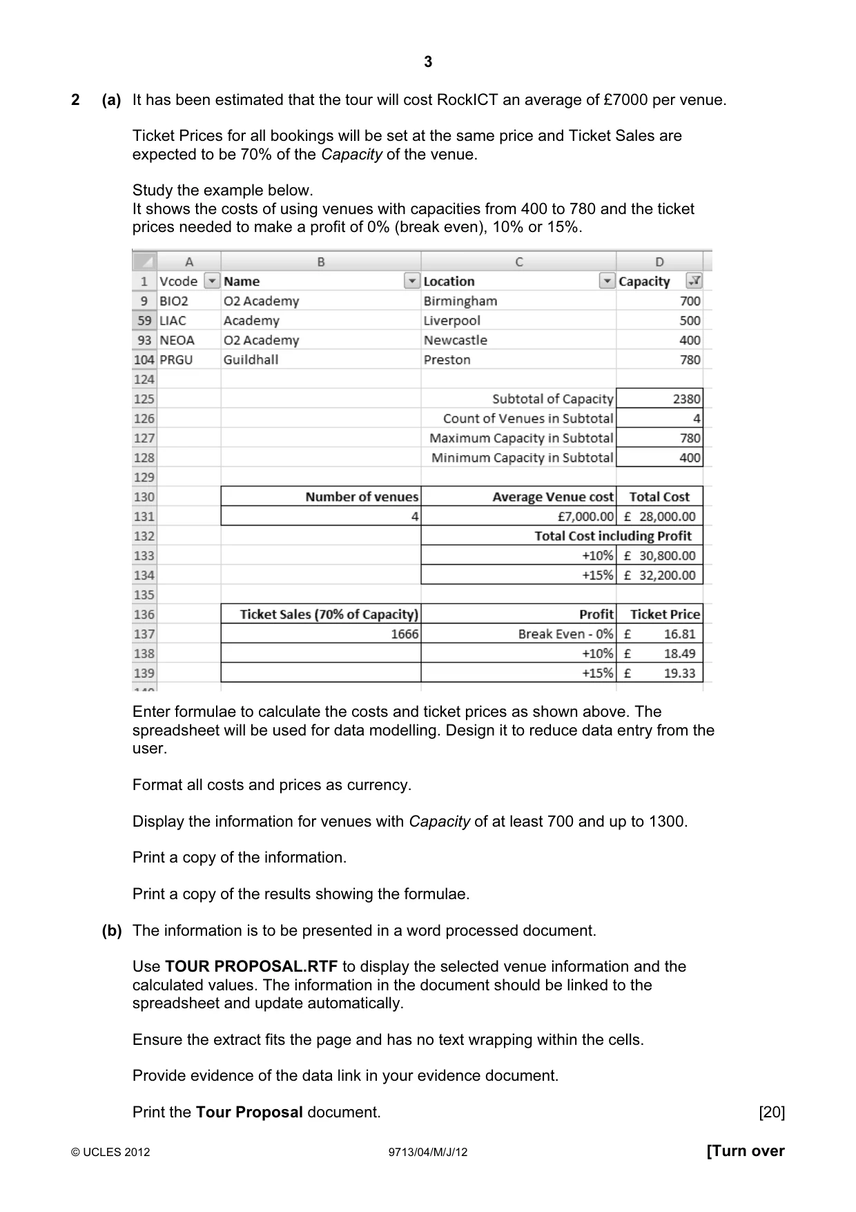 Cambridge A Level Applied Information and Communication Technology 9713 2012 May/June Paper 4 · Variant 1 question paper, page 3 of 8