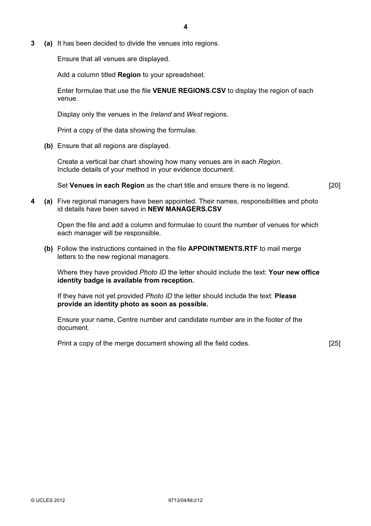 Cambridge A Level Applied Information and Communication Technology 9713 2012 May/June Paper 4 · Variant 1 question paper, page 4 of 8