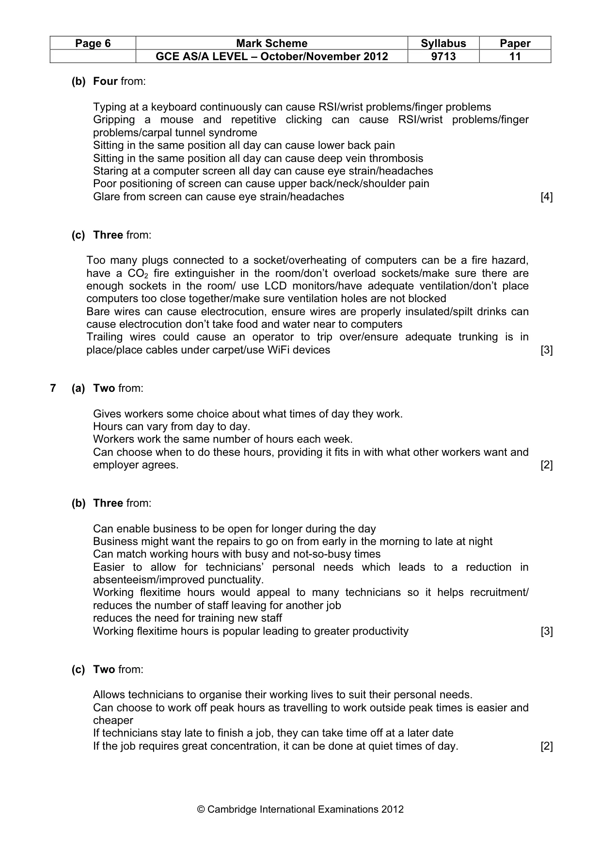 Mark scheme, page 6 of 6