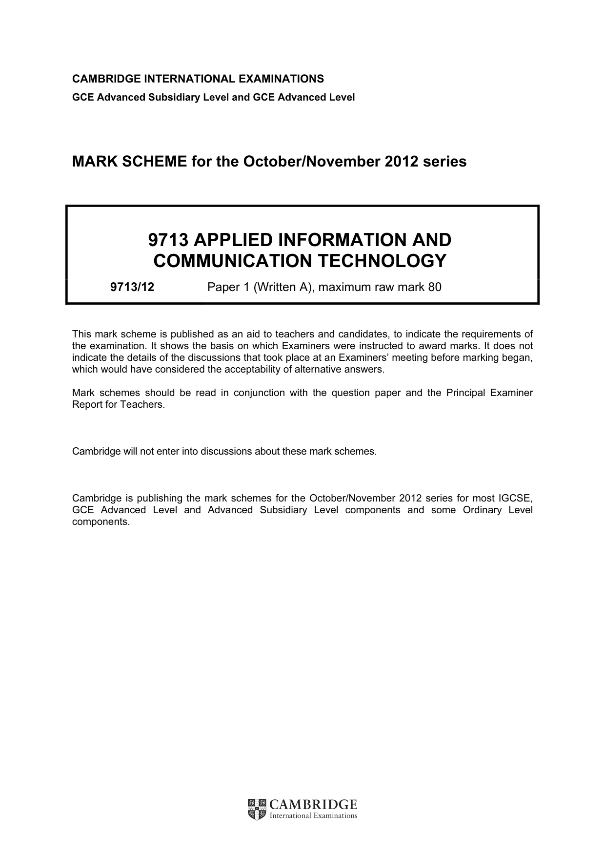 Mark scheme, page 1 of 6