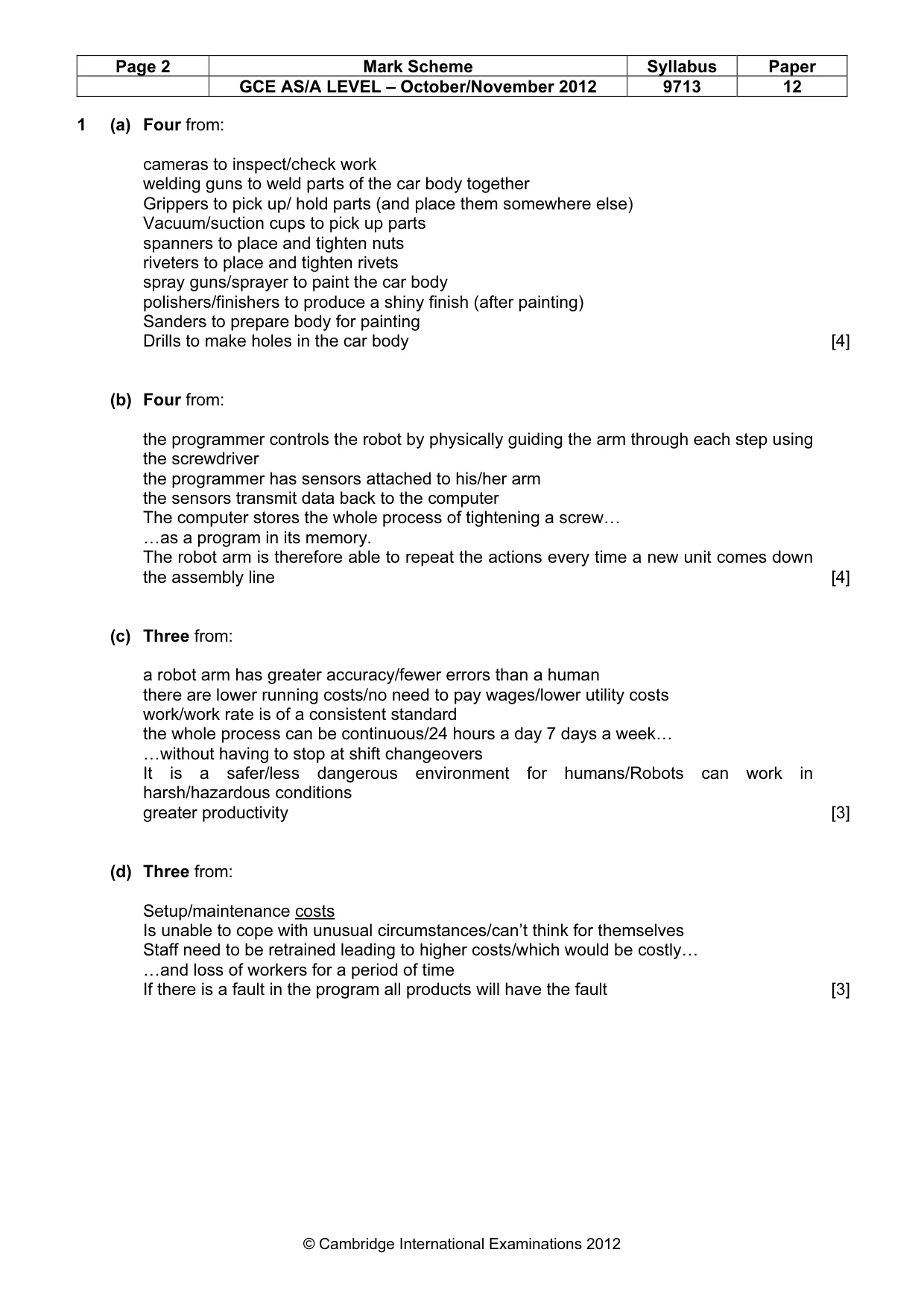 Mark scheme, page 2 of 6