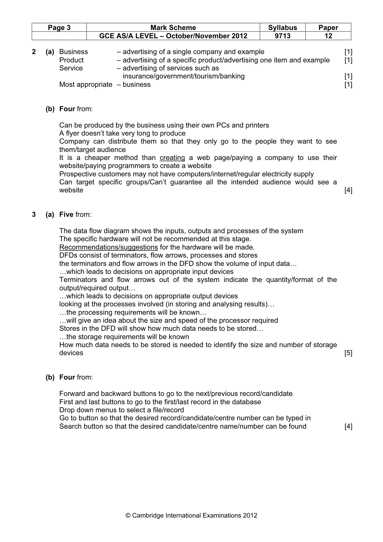 Mark scheme, page 3 of 6