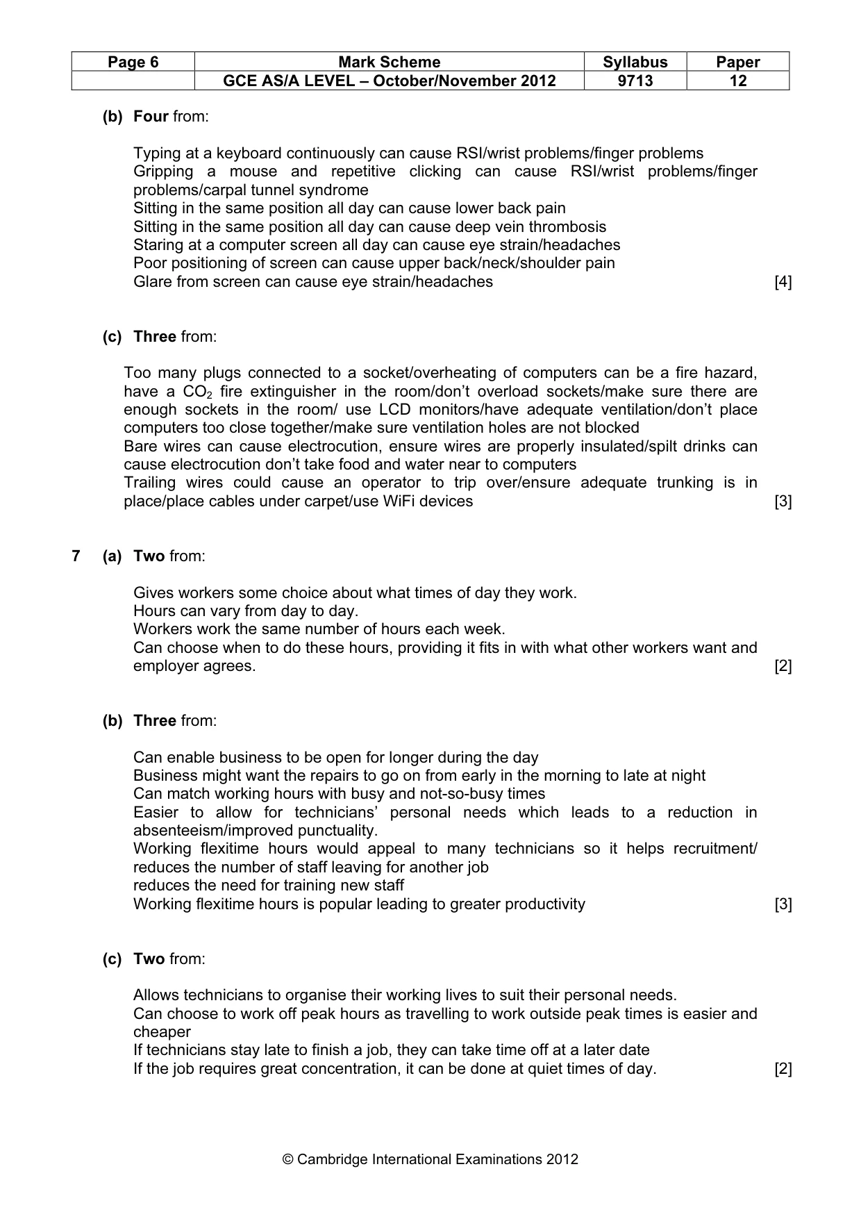 Mark scheme, page 6 of 6