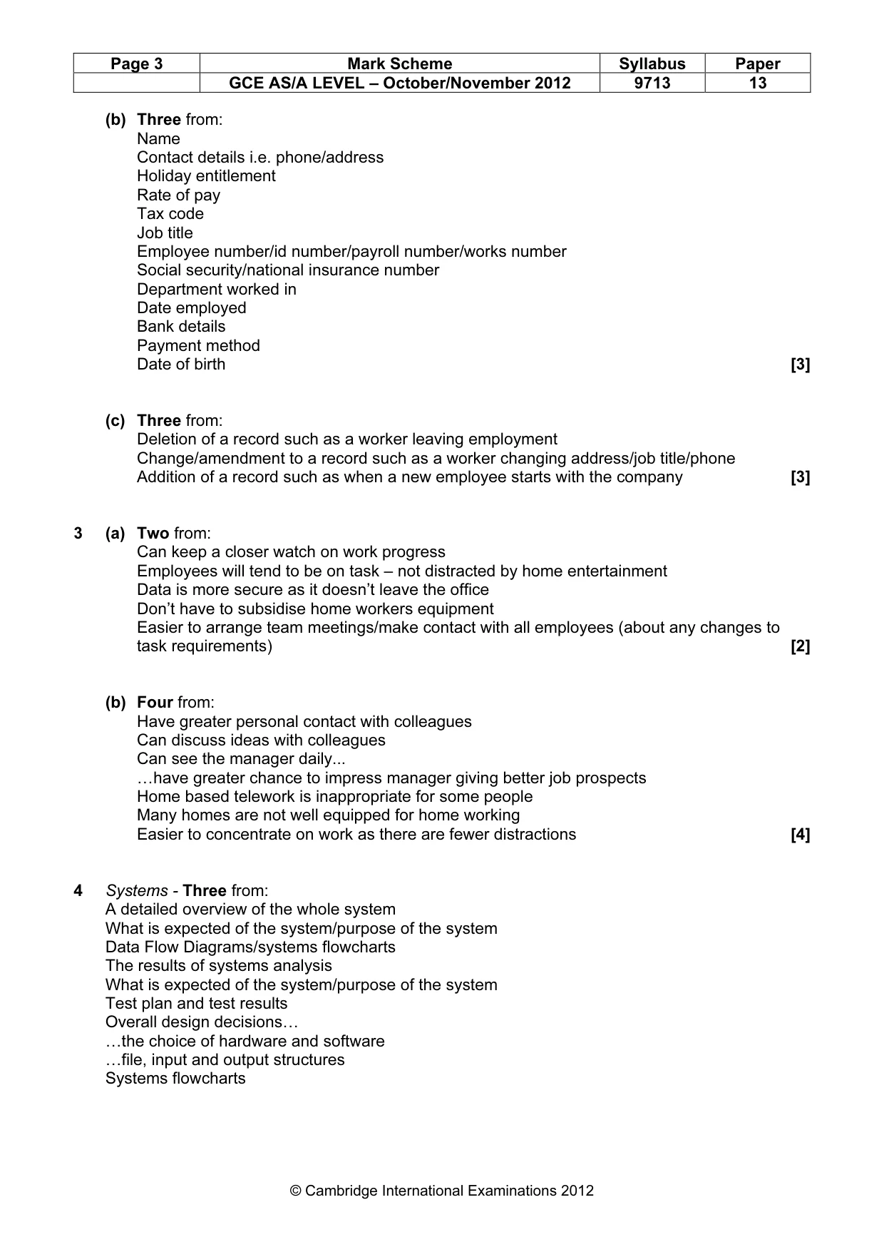 Mark scheme, page 3 of 6