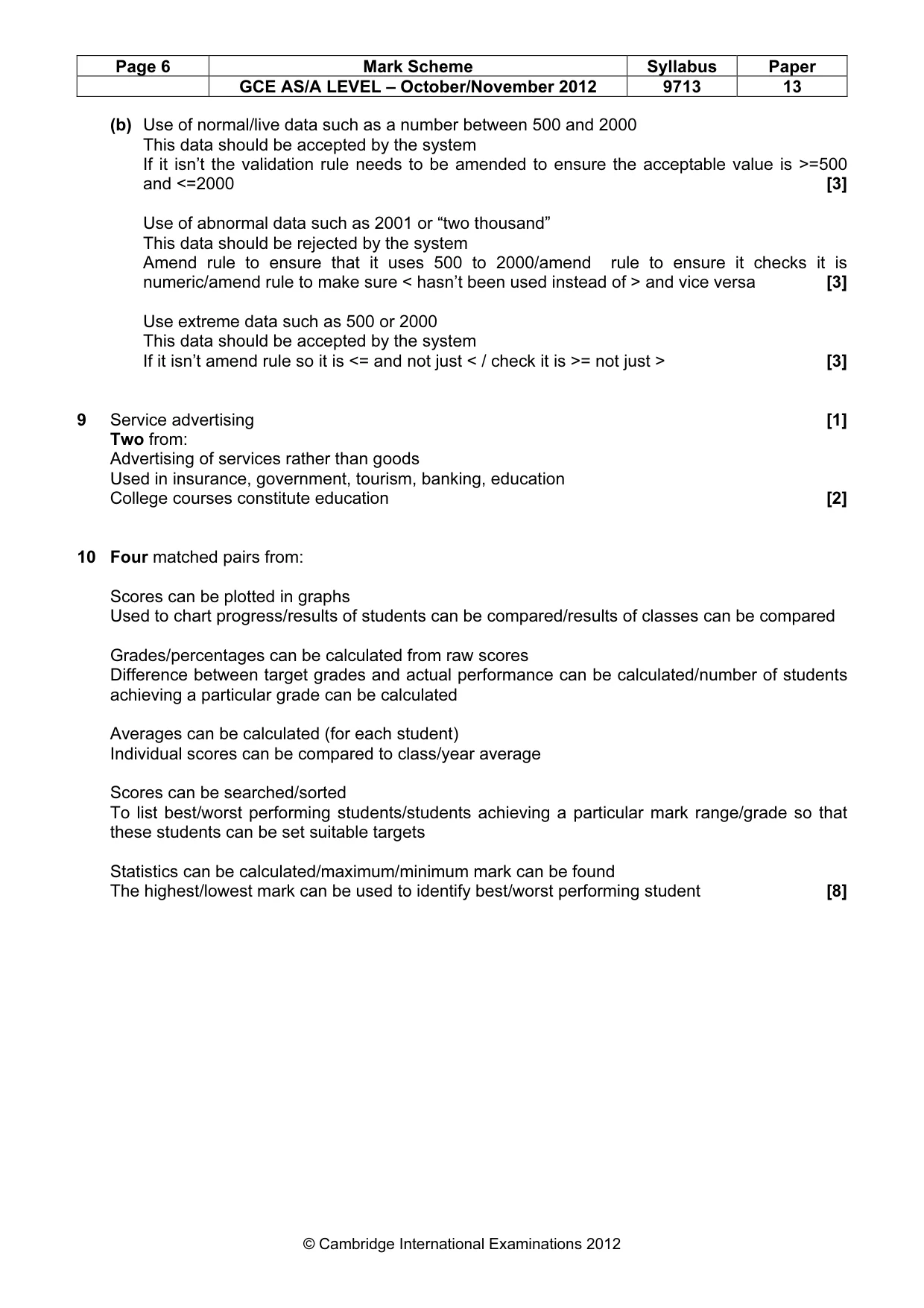 Mark scheme, page 6 of 6
