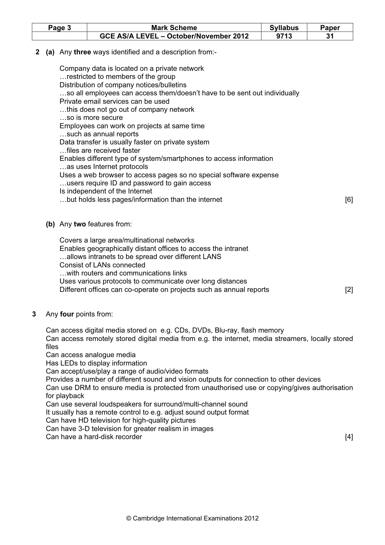 Mark scheme, page 3 of 9