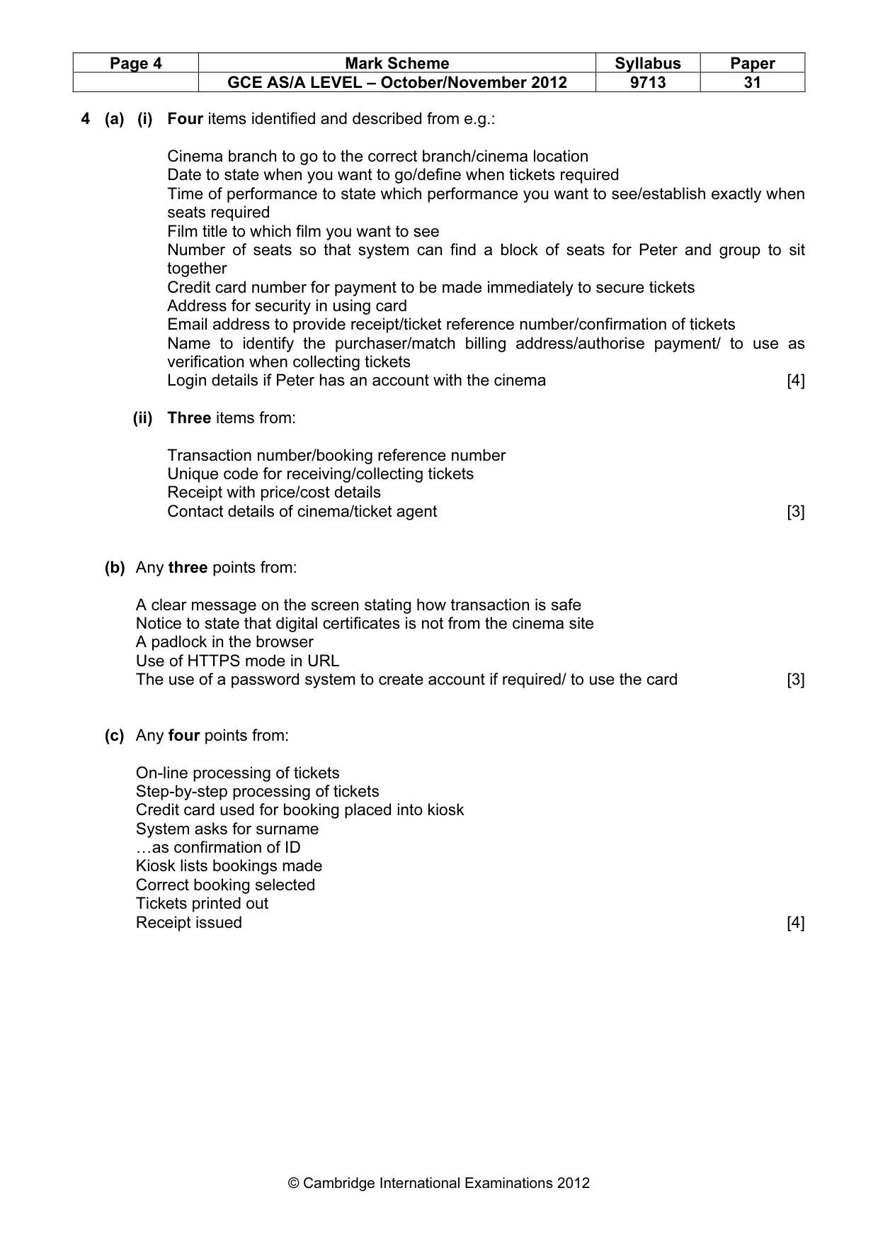 Mark scheme, page 4 of 9