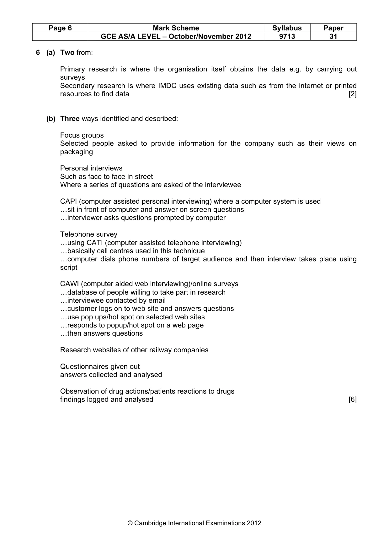 Mark scheme, page 6 of 9