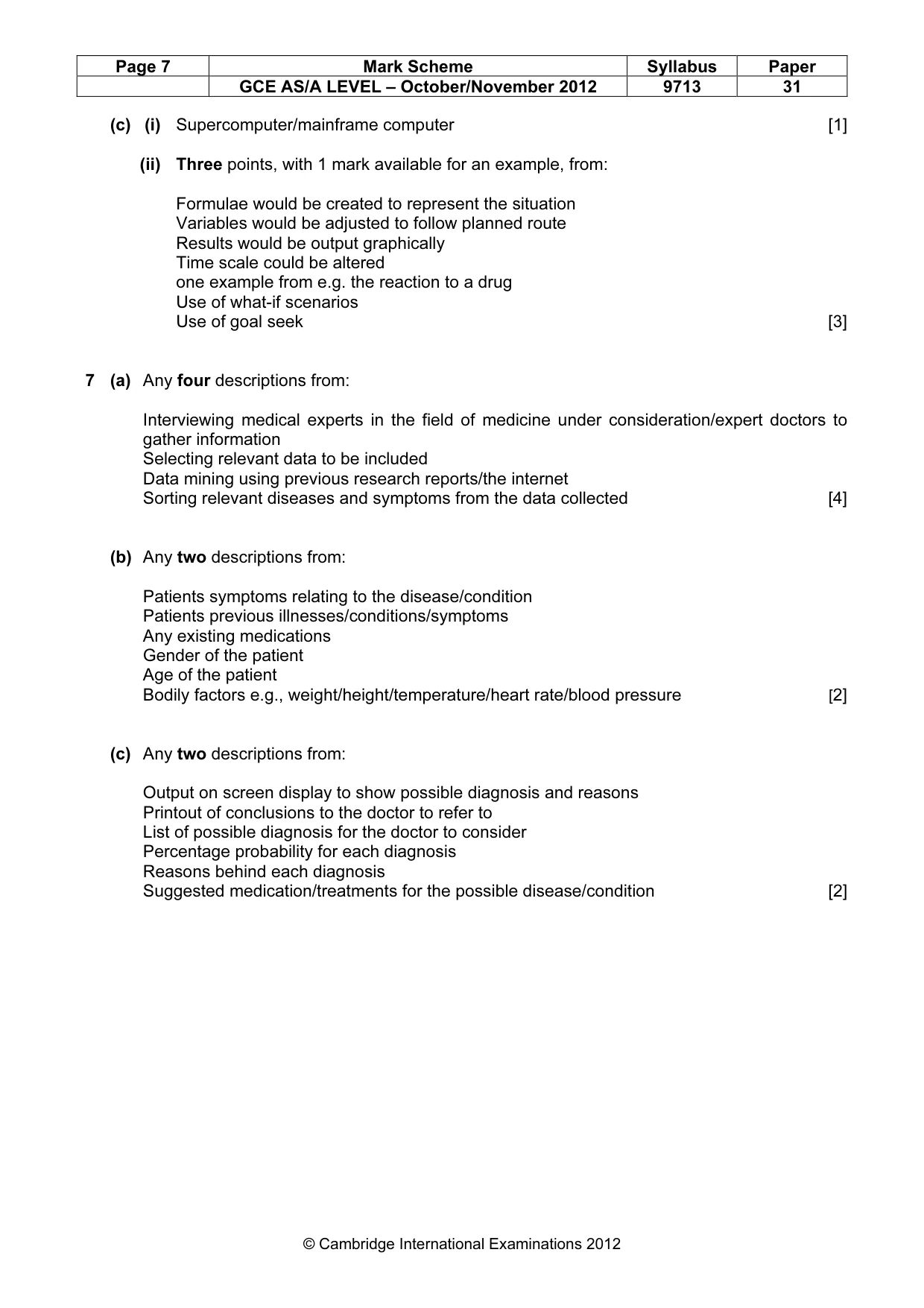 Mark scheme, page 7 of 9