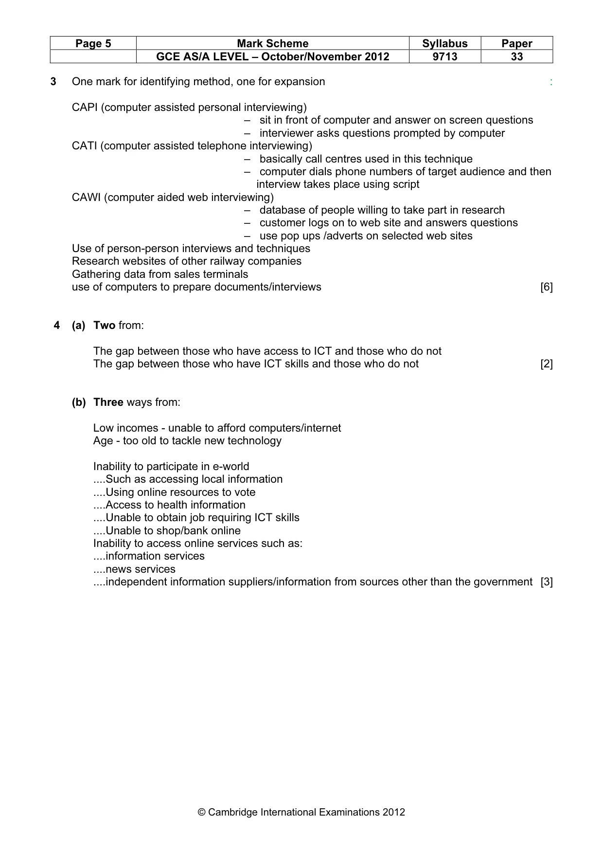 Mark scheme, page 5 of 8