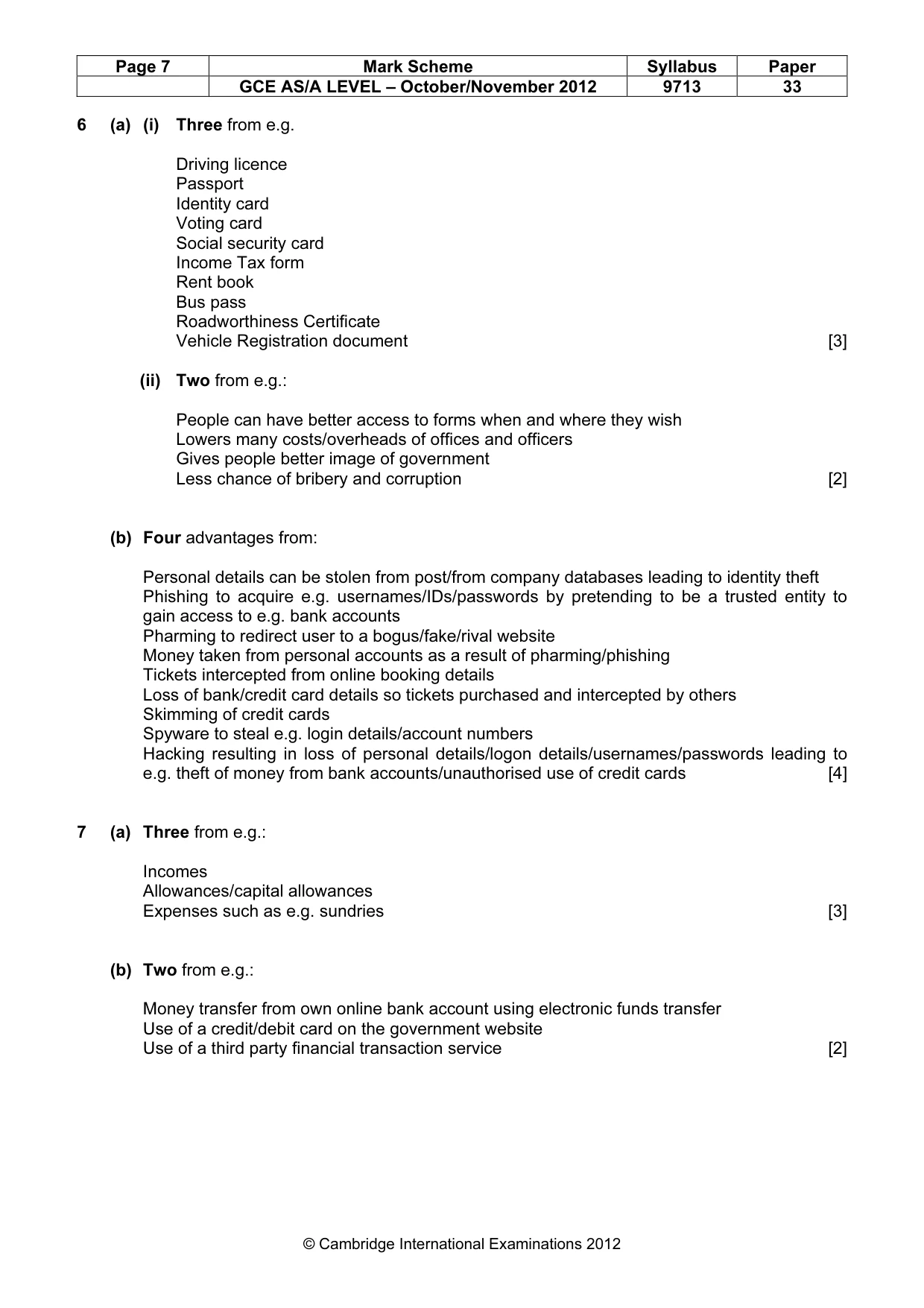 Mark scheme, page 7 of 8