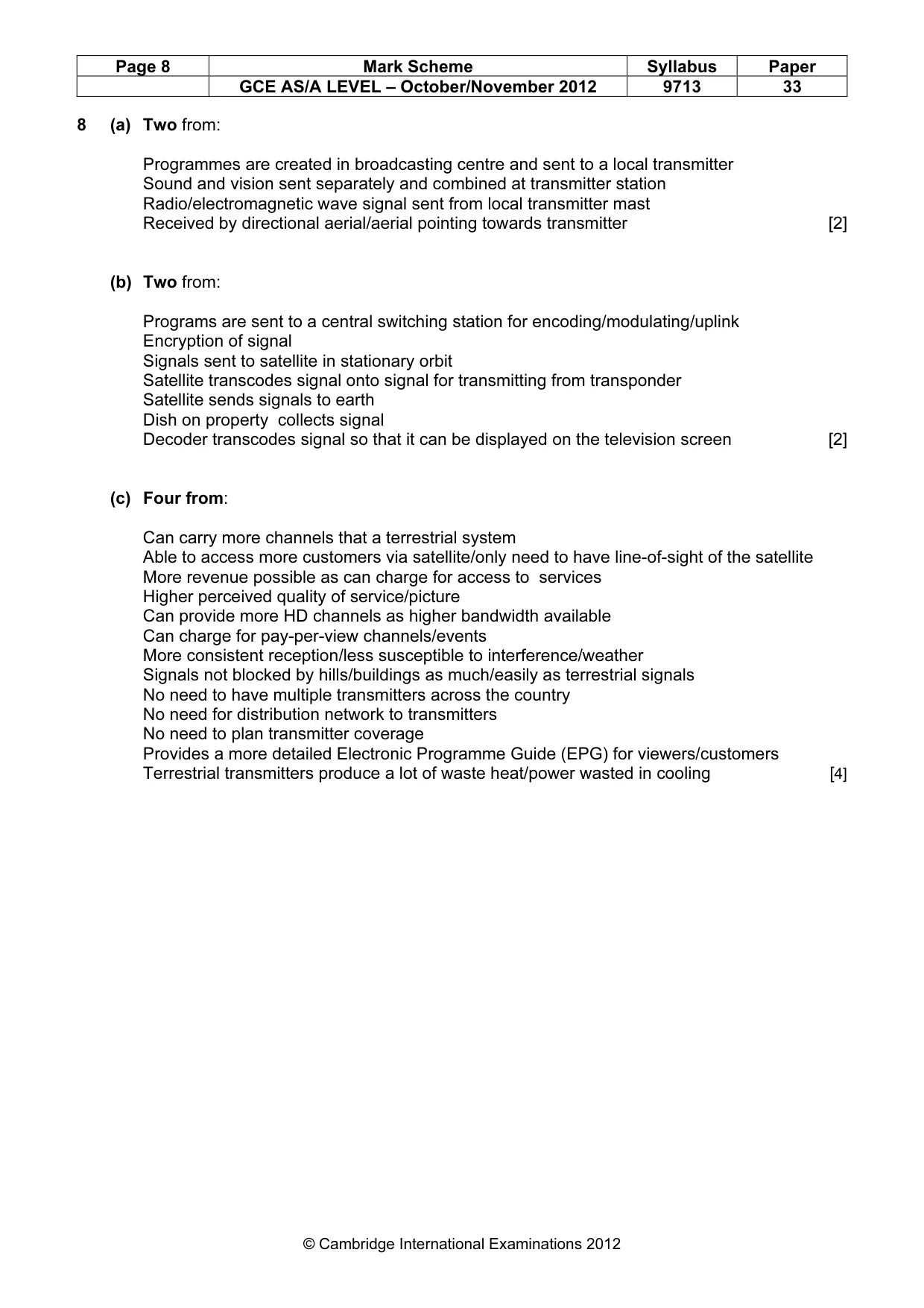 Mark scheme, page 8 of 8