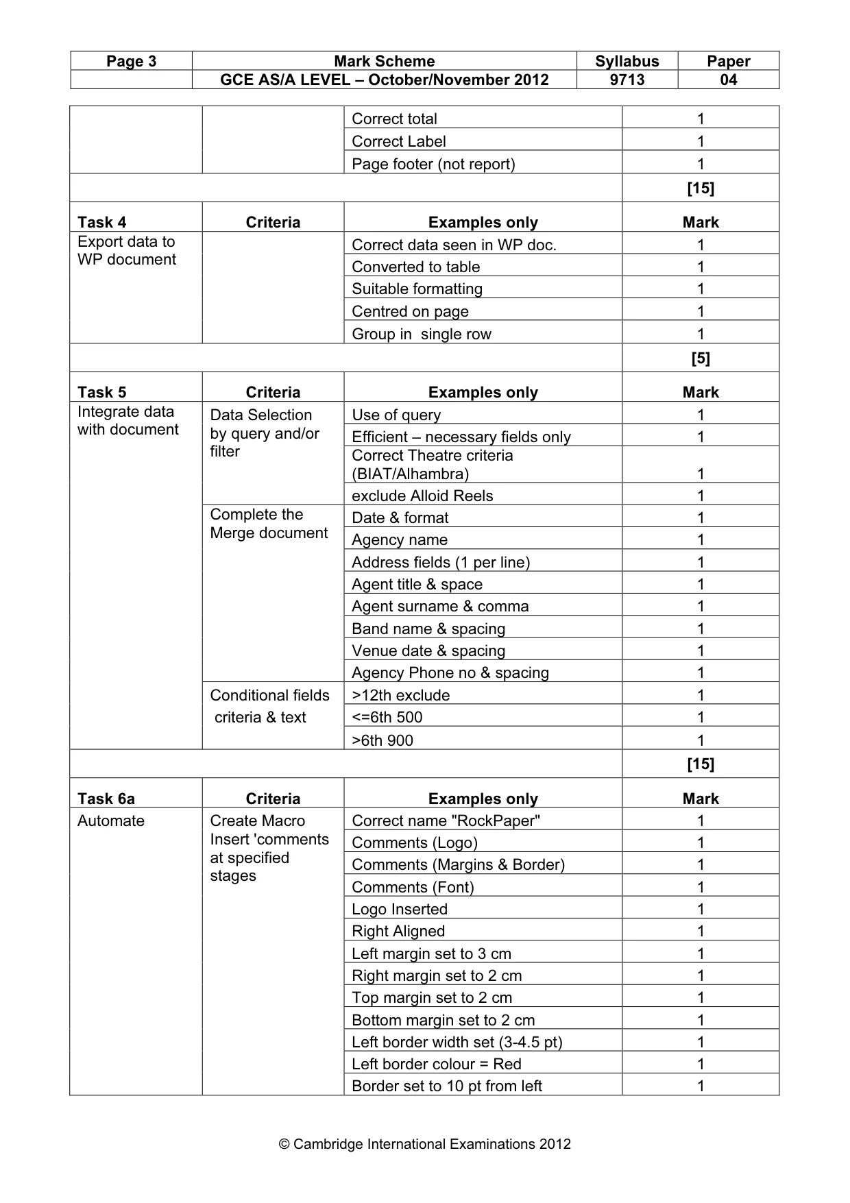 Mark scheme, page 3 of 4