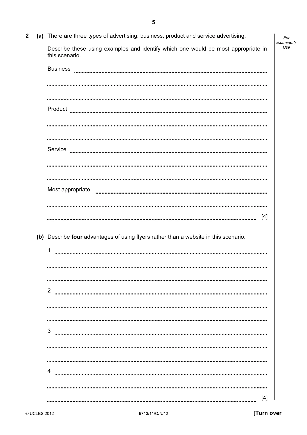 Cambridge A Level Applied Information and Communication Technology 9713 2012 Oct/Nov Paper 1 · Variant 1 question paper, page 5 of 20