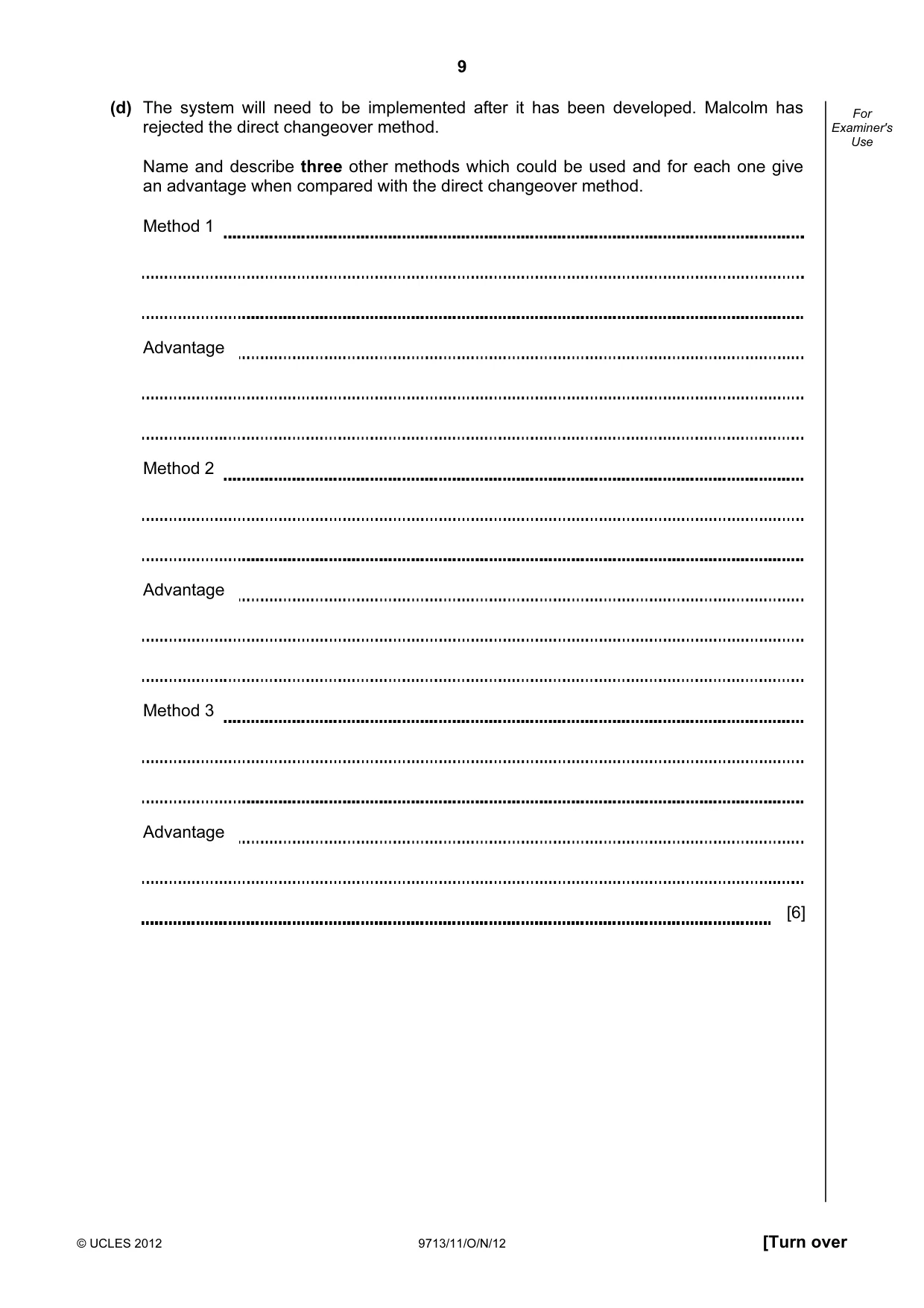 Cambridge A Level Applied Information and Communication Technology 9713 2012 Oct/Nov Paper 1 · Variant 1 question paper, page 9 of 20