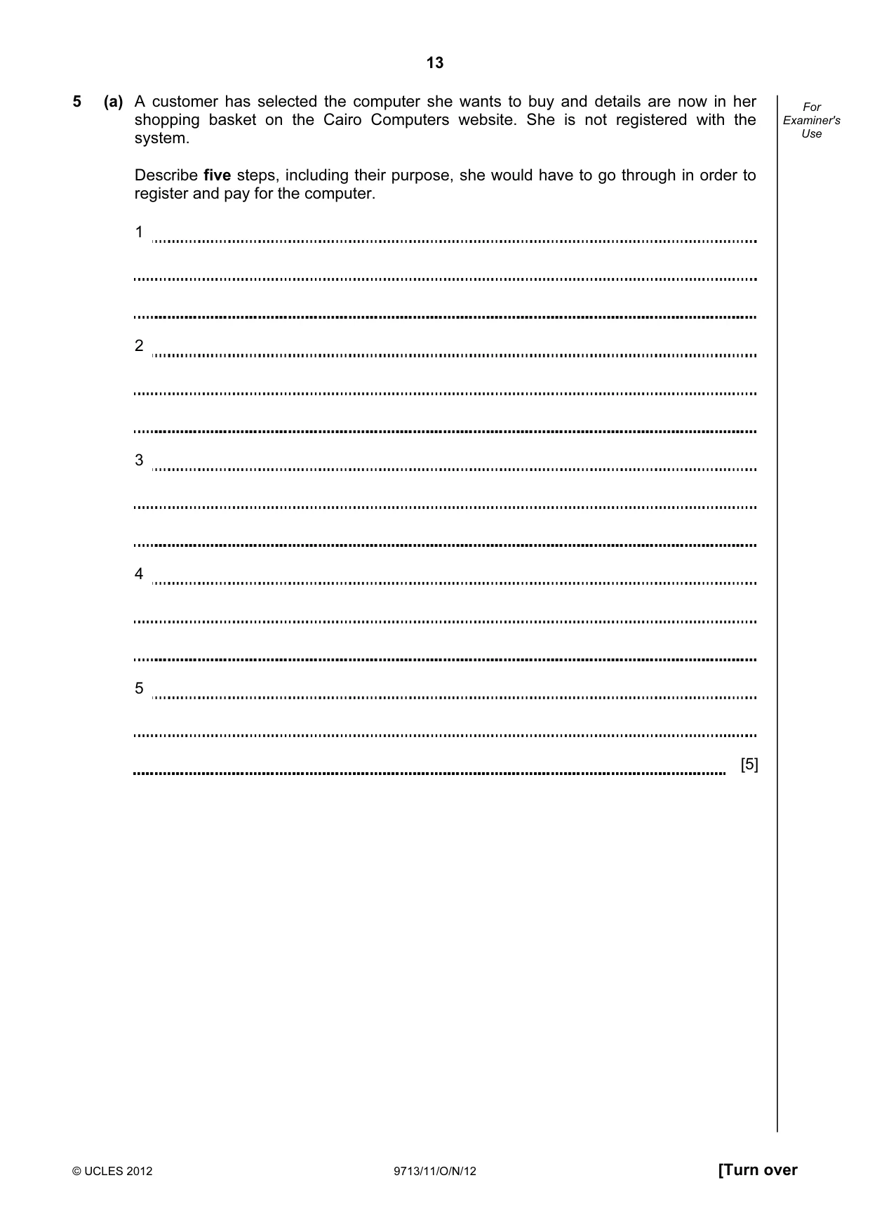 Cambridge A Level Applied Information and Communication Technology 9713 2012 Oct/Nov Paper 1 · Variant 1 question paper, page 13 of 20