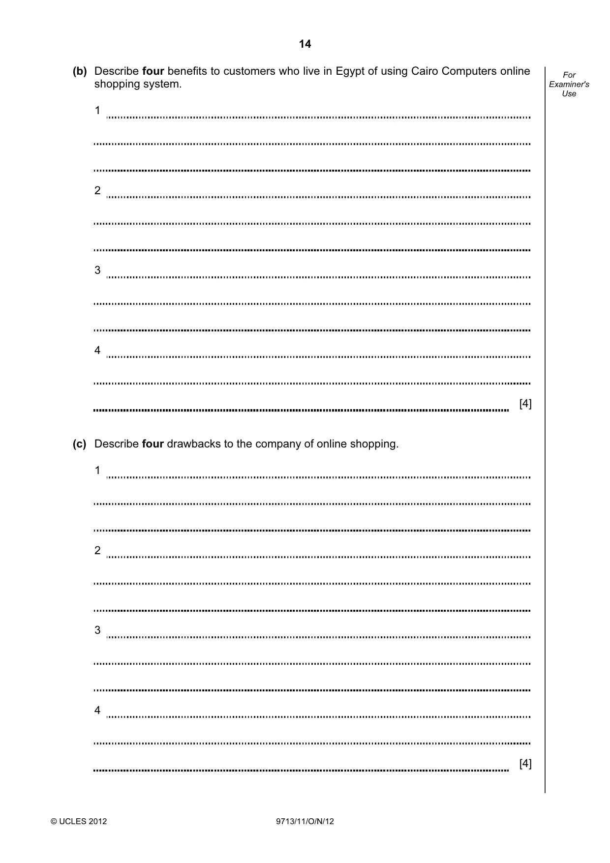 Cambridge A Level Applied Information and Communication Technology 9713 2012 Oct/Nov Paper 1 · Variant 1 question paper, page 14 of 20