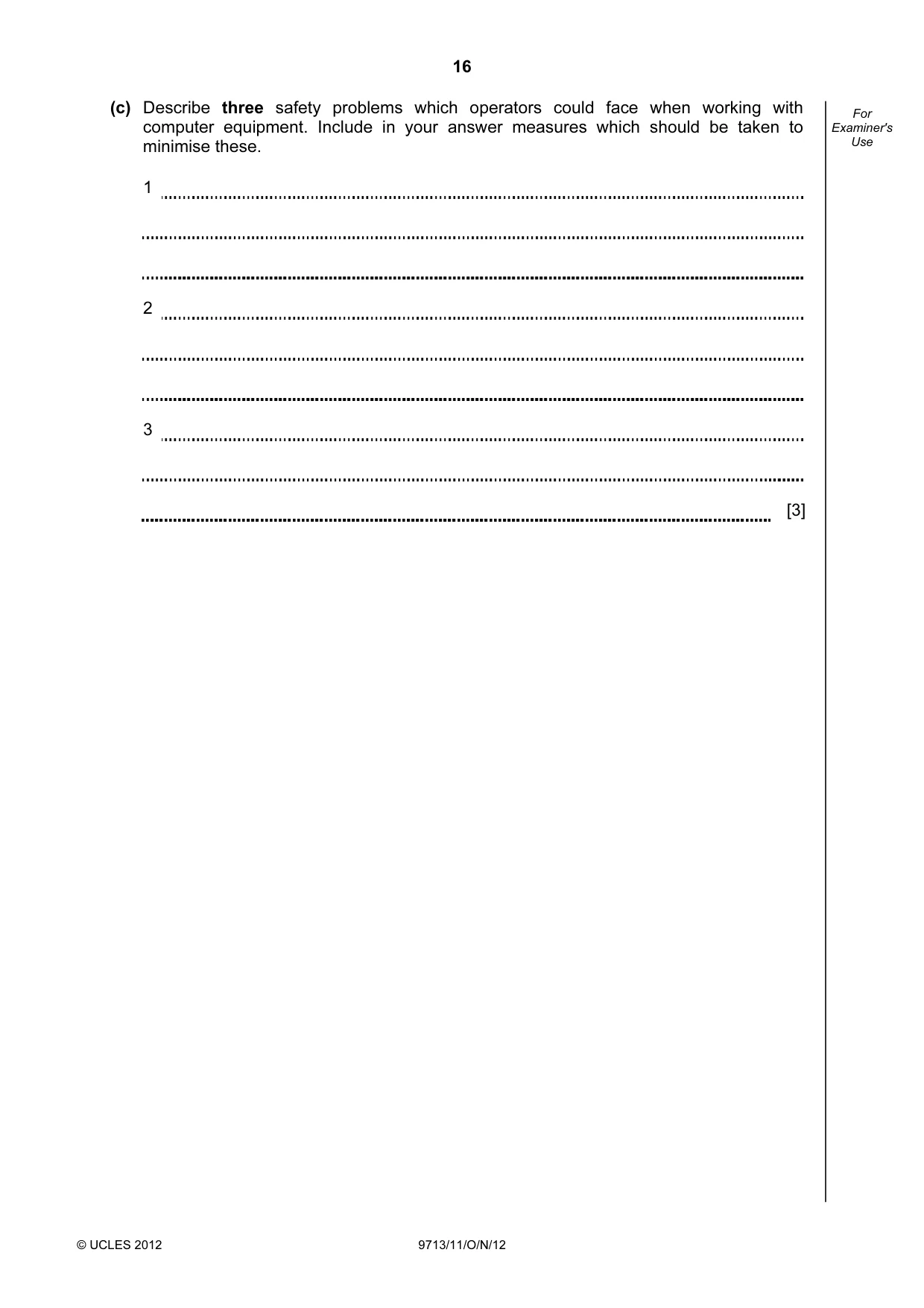 Cambridge A Level Applied Information and Communication Technology 9713 2012 Oct/Nov Paper 1 · Variant 1 question paper, page 16 of 20