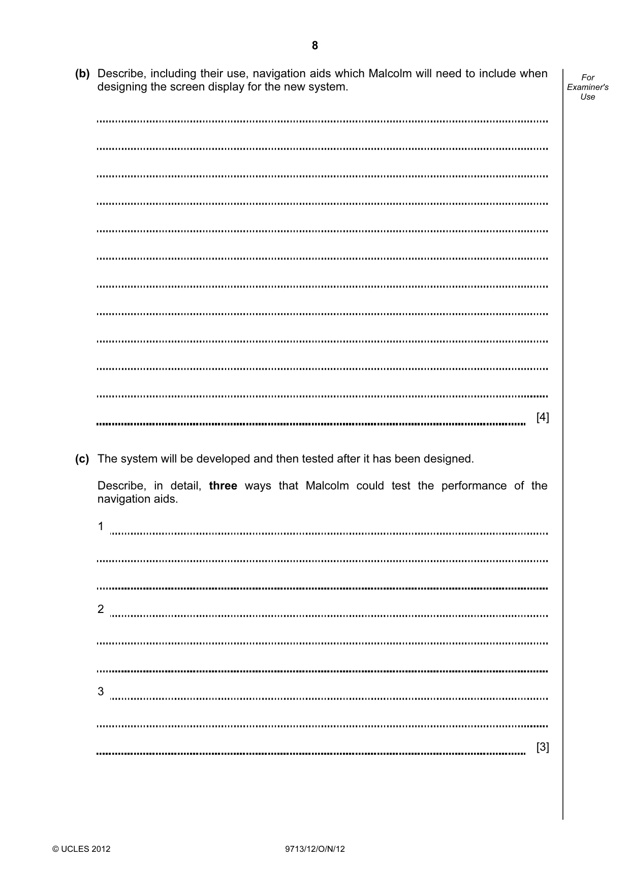 Cambridge A Level Applied Information and Communication Technology 9713 2012 Oct/Nov Paper 1 · Variant 2 question paper, page 8 of 20
