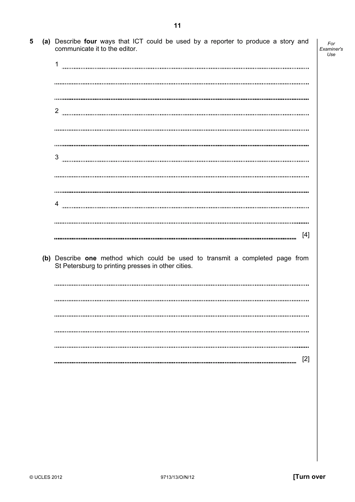 Cambridge A Level Applied Information and Communication Technology 9713 2012 Oct/Nov Paper 1 · Variant 3 question paper, page 11 of 24