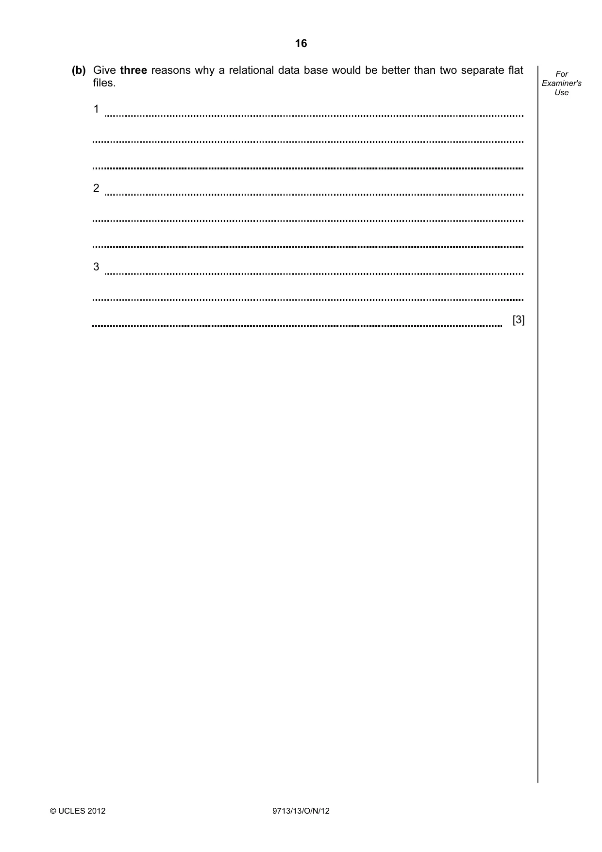 Cambridge A Level Applied Information and Communication Technology 9713 2012 Oct/Nov Paper 1 · Variant 3 question paper, page 16 of 24