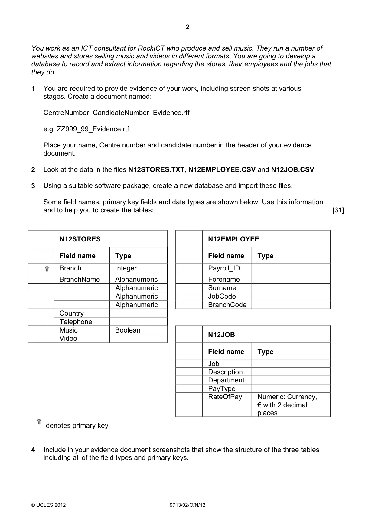Cambridge A Level Applied Information and Communication Technology 9713 2012 Oct/Nov Paper 2 · Variant 1 question paper, page 2 of 8