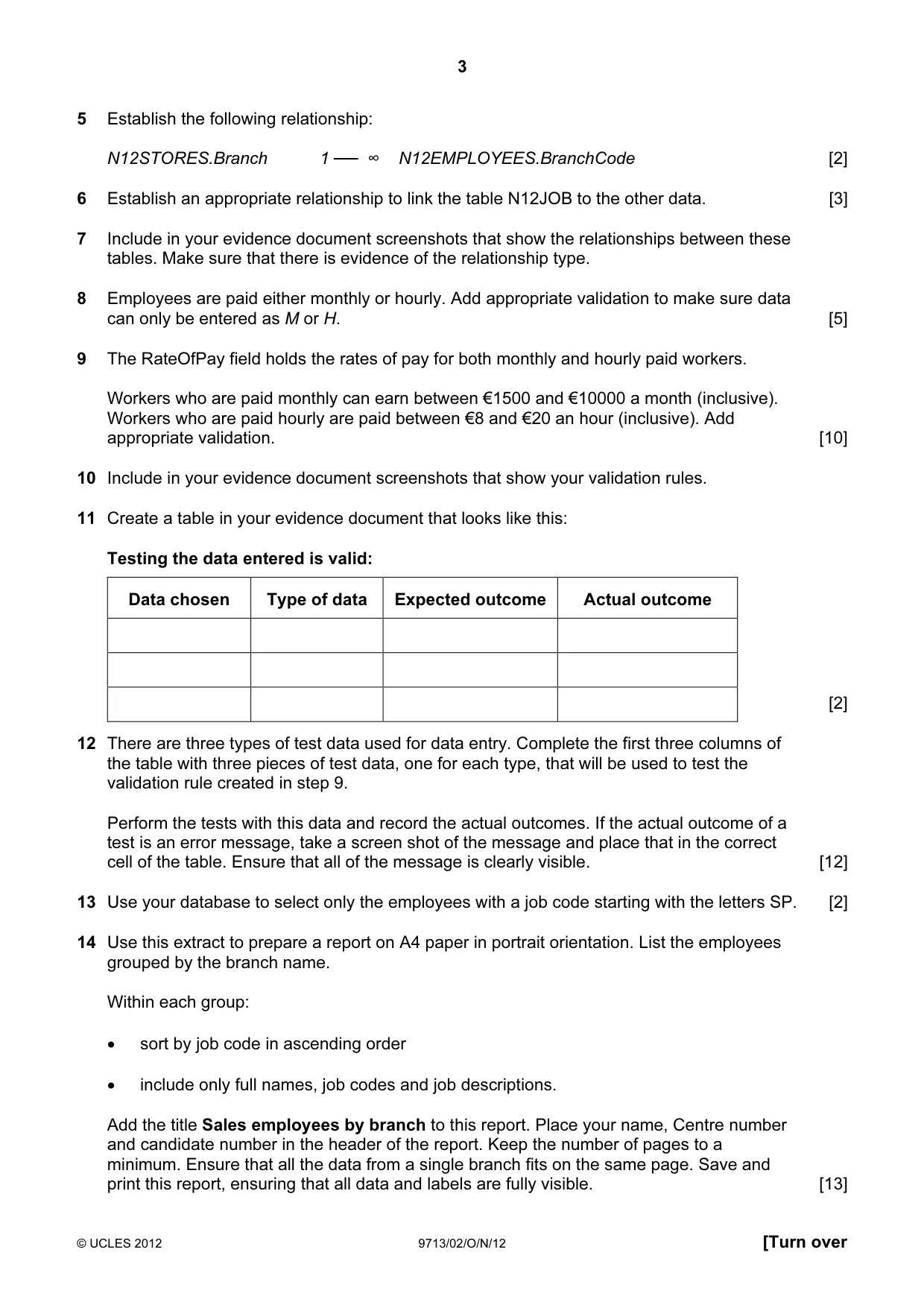 Cambridge A Level Applied Information and Communication Technology 9713 2012 Oct/Nov Paper 2 · Variant 1 question paper, page 3 of 8