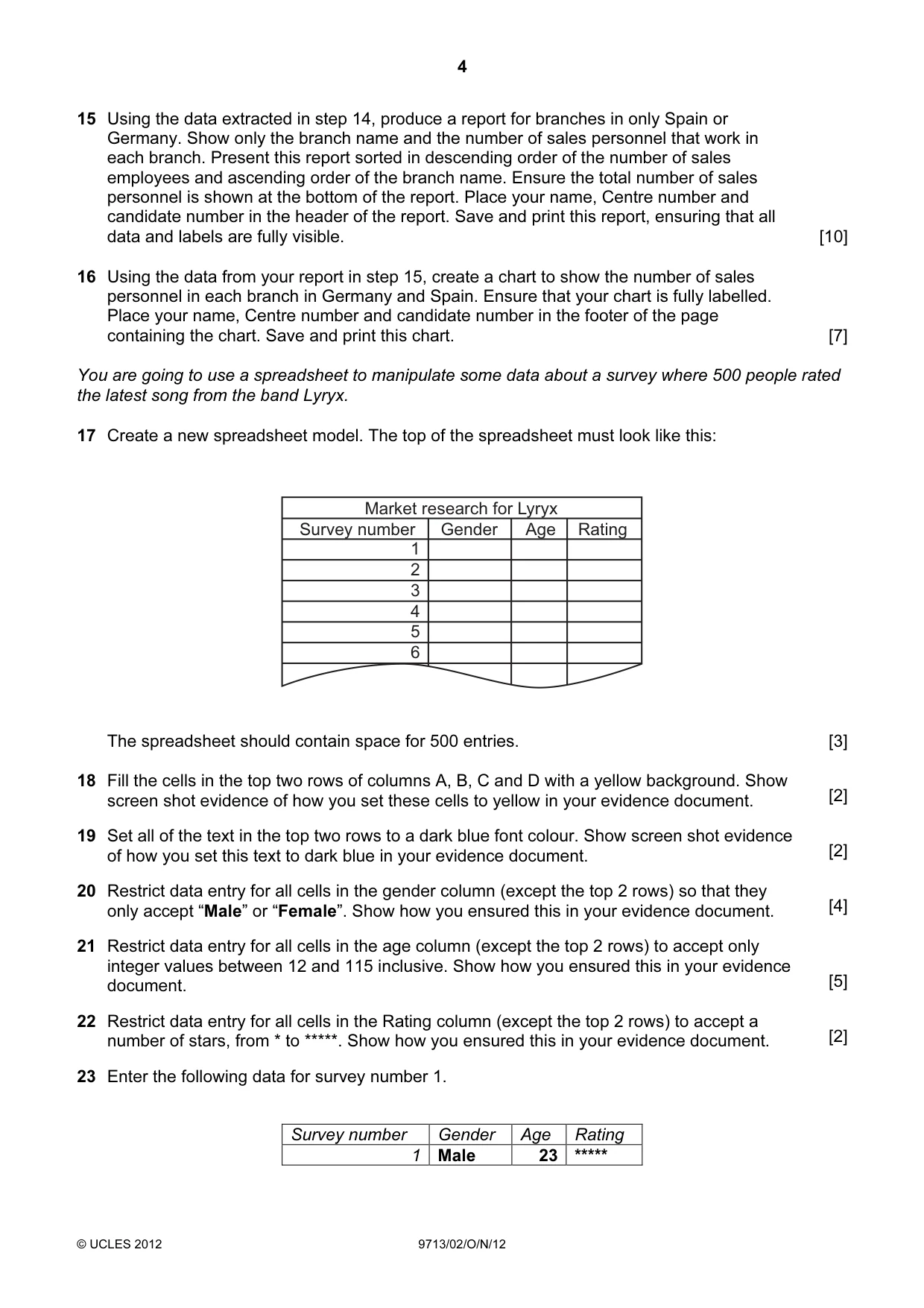 Cambridge A Level Applied Information and Communication Technology 9713 2012 Oct/Nov Paper 2 · Variant 1 question paper, page 4 of 8