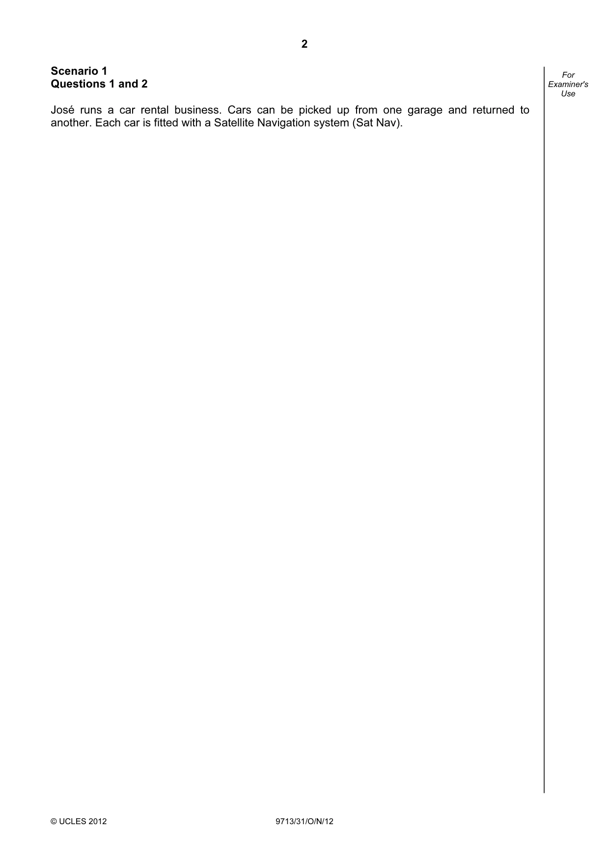 Cambridge A Level Applied Information and Communication Technology 9713 2012 Oct/Nov Paper 3 · Variant 1 question paper, page 2 of 20