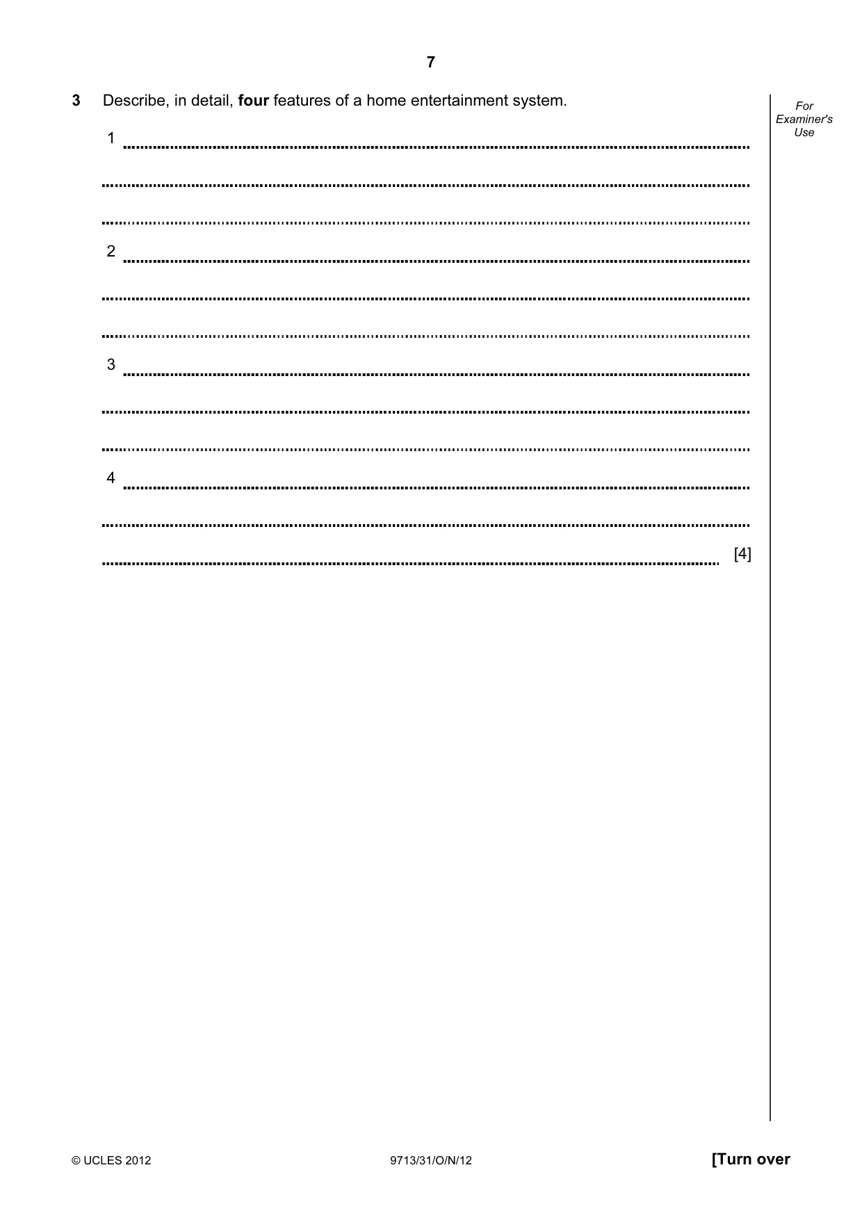 Cambridge A Level Applied Information and Communication Technology 9713 2012 Oct/Nov Paper 3 · Variant 1 question paper, page 7 of 20