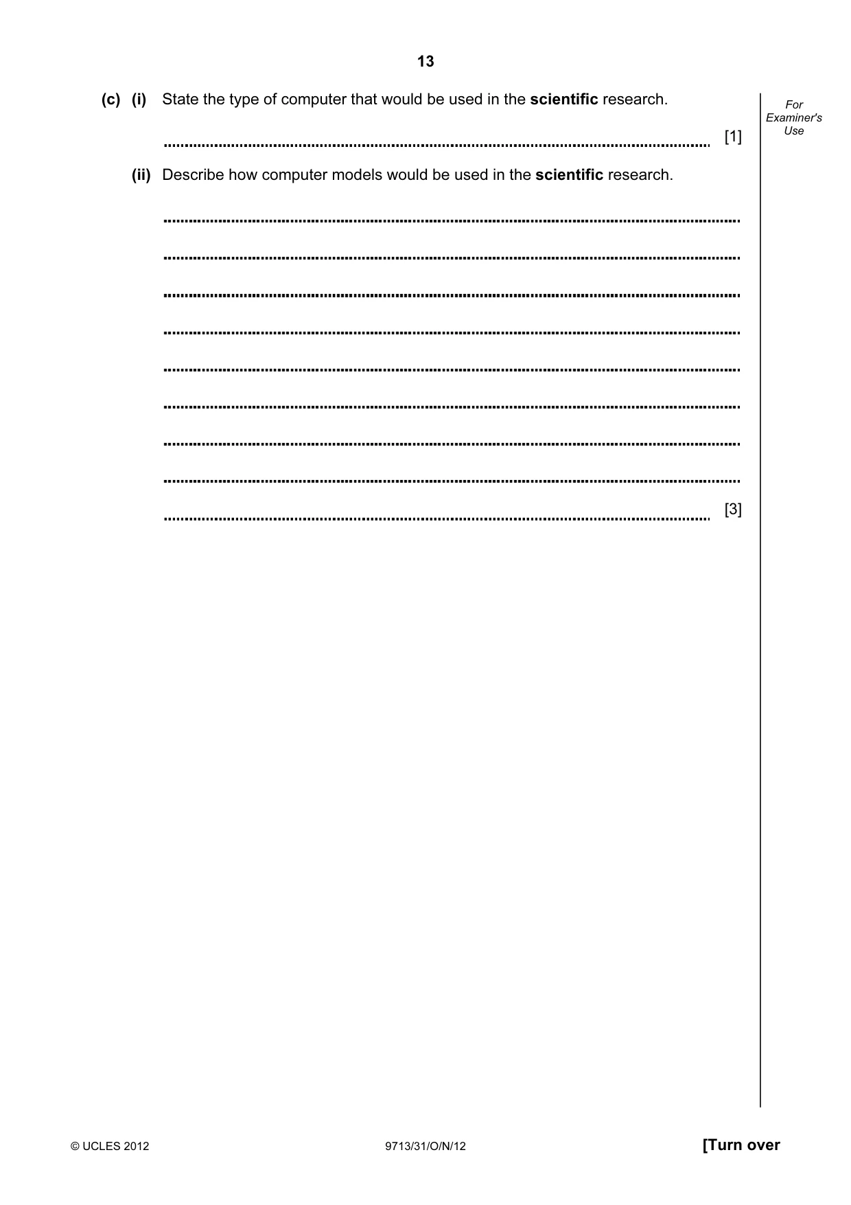 Cambridge A Level Applied Information and Communication Technology 9713 2012 Oct/Nov Paper 3 · Variant 1 question paper, page 13 of 20