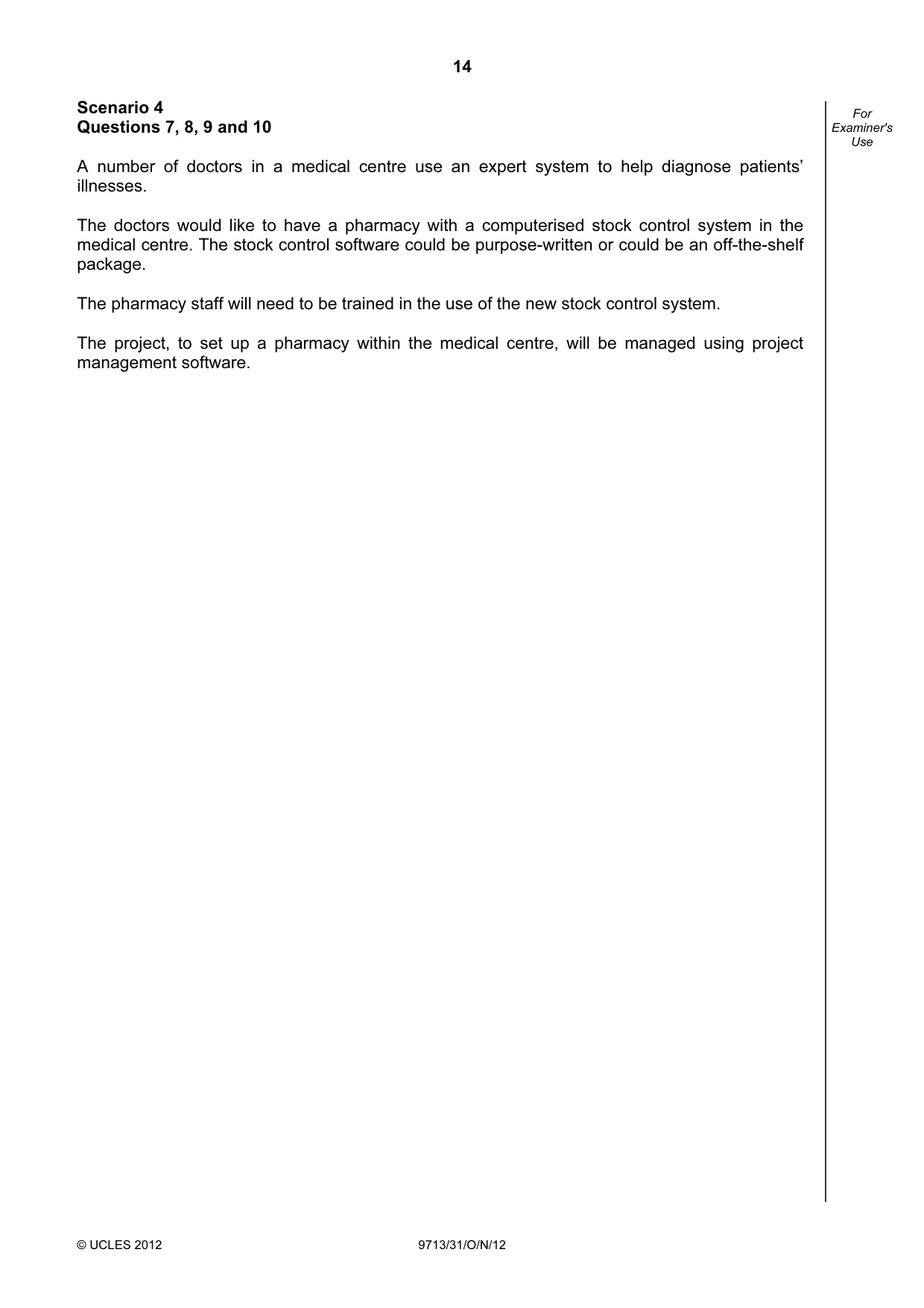 Cambridge A Level Applied Information and Communication Technology 9713 2012 Oct/Nov Paper 3 · Variant 1 question paper, page 14 of 20