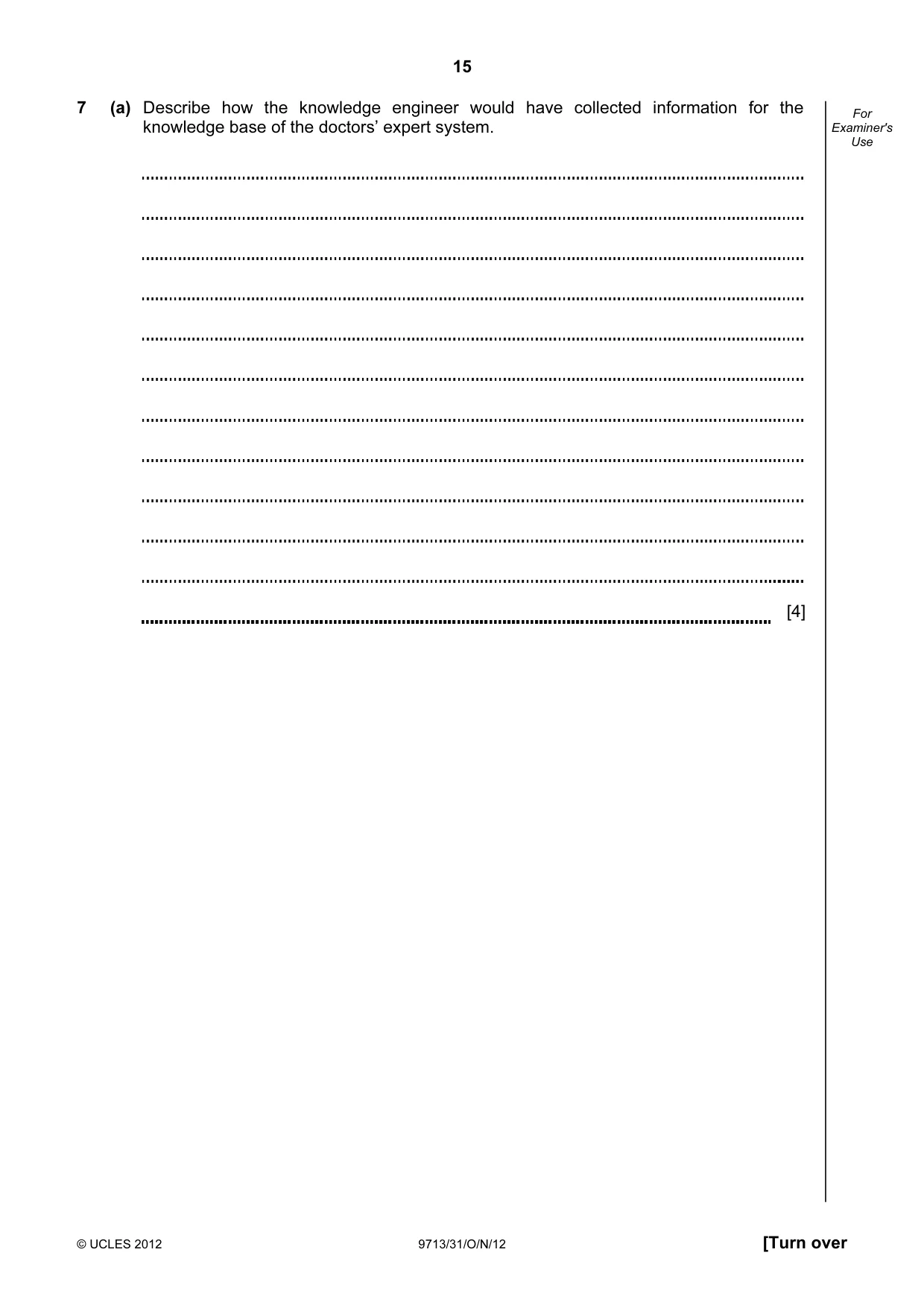 Cambridge A Level Applied Information and Communication Technology 9713 2012 Oct/Nov Paper 3 · Variant 1 question paper, page 15 of 20