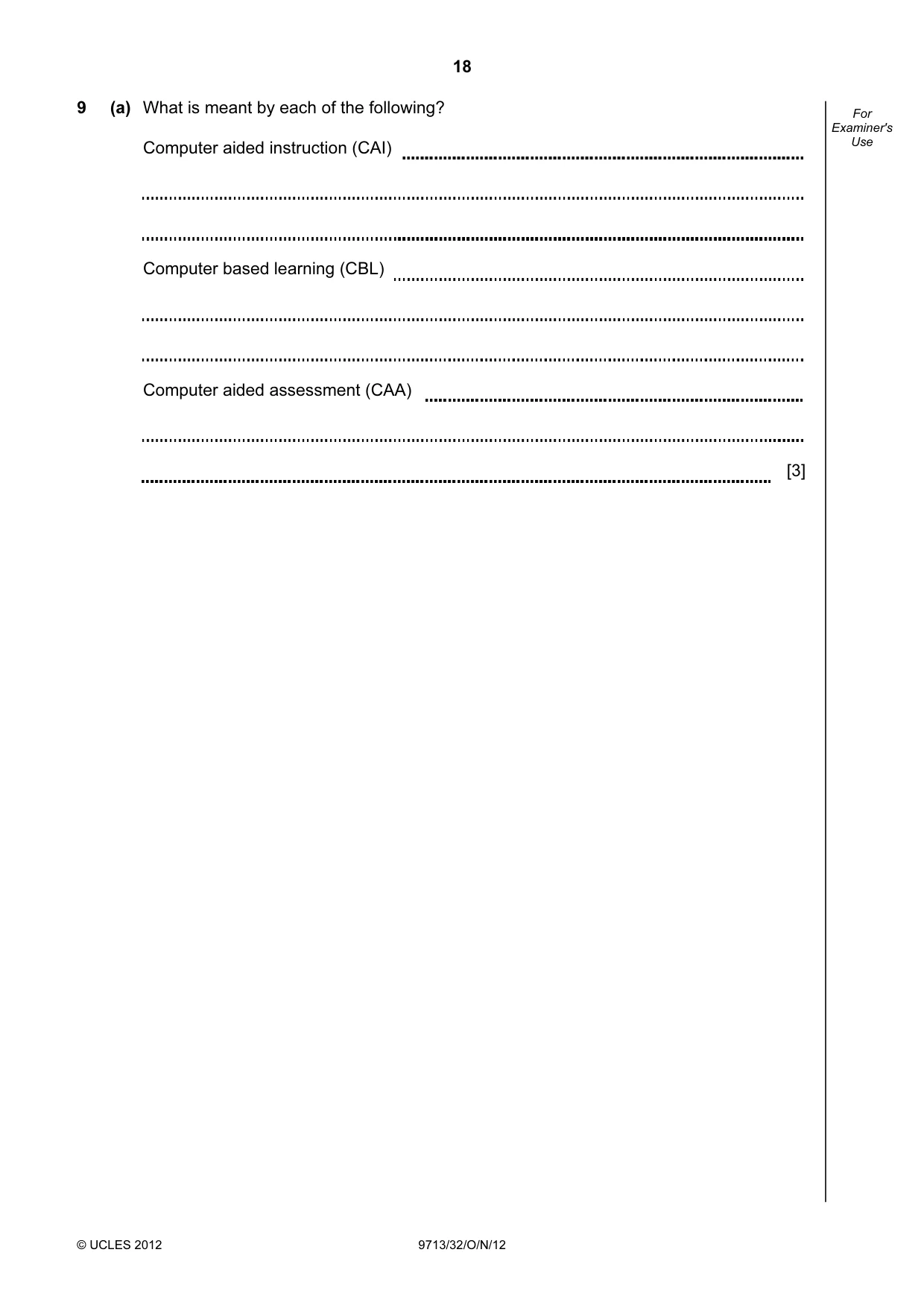 Cambridge A Level Applied Information and Communication Technology 9713 2012 Oct/Nov Paper 3 · Variant 2 question paper, page 18 of 20