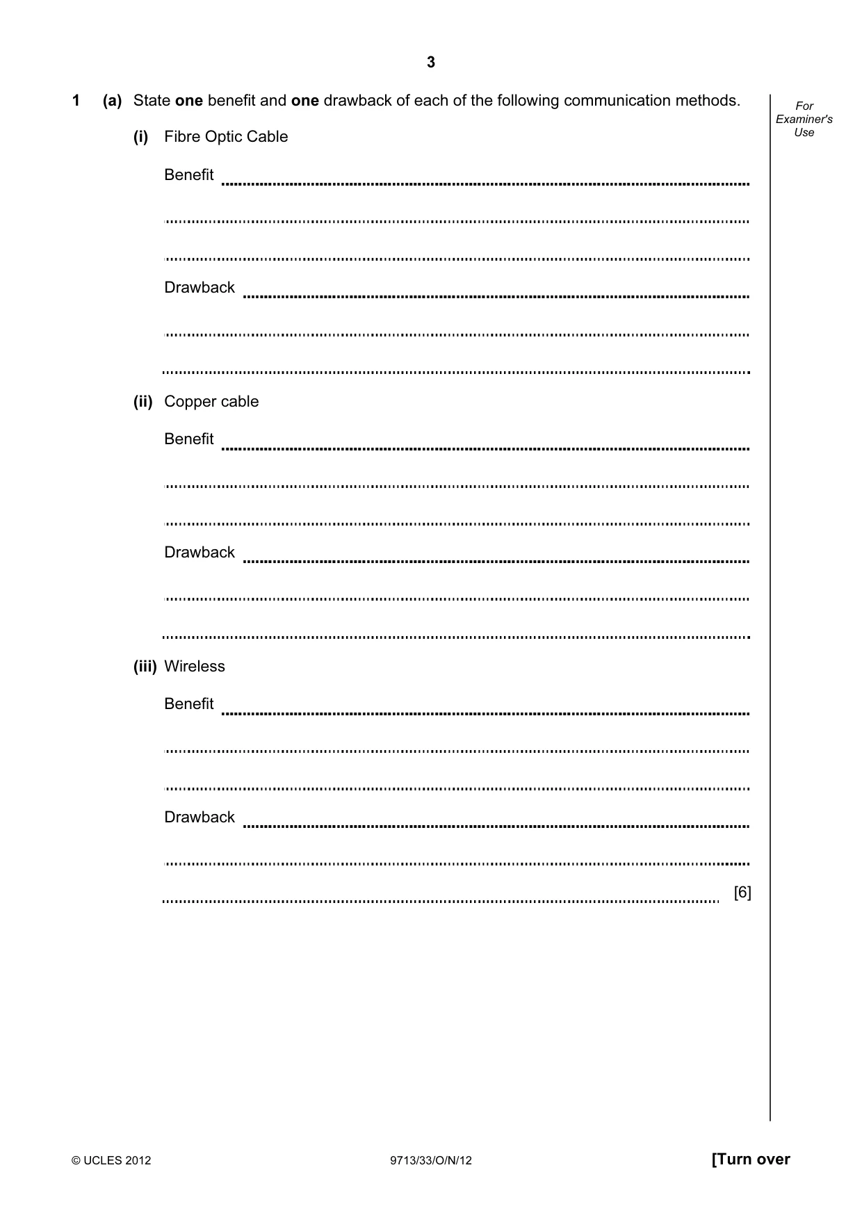 Cambridge A Level Applied Information and Communication Technology 9713 2012 Oct/Nov Paper 3 · Variant 3 question paper, page 3 of 20