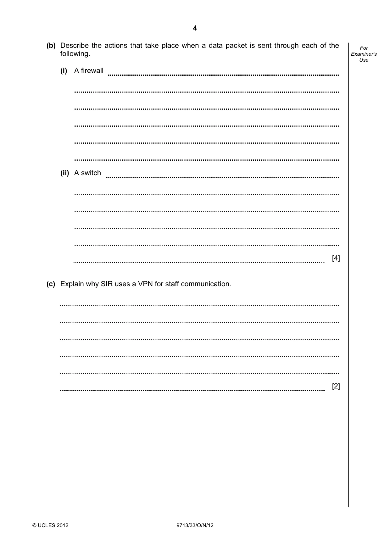 Cambridge A Level Applied Information and Communication Technology 9713 2012 Oct/Nov Paper 3 · Variant 3 question paper, page 4 of 20