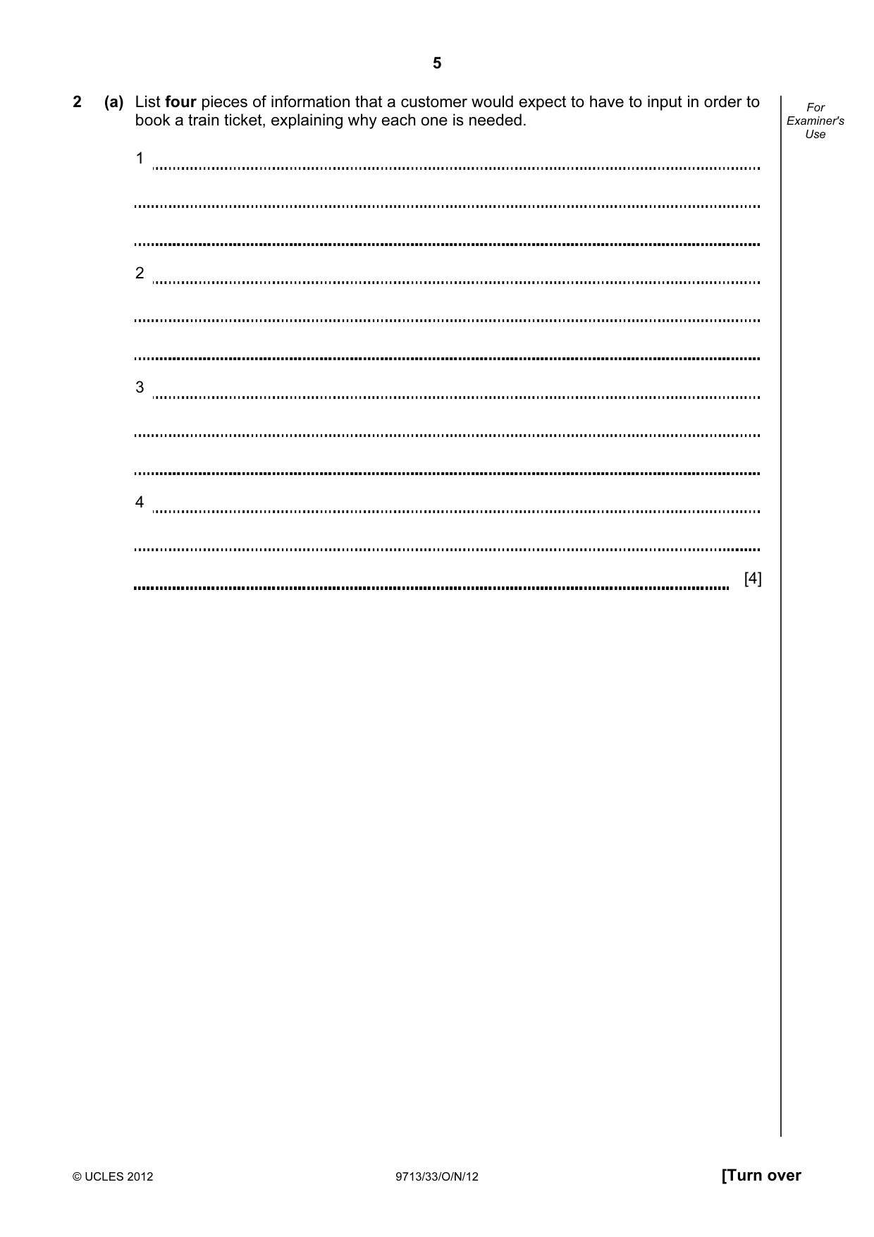 Cambridge A Level Applied Information and Communication Technology 9713 2012 Oct/Nov Paper 3 · Variant 3 question paper, page 5 of 20