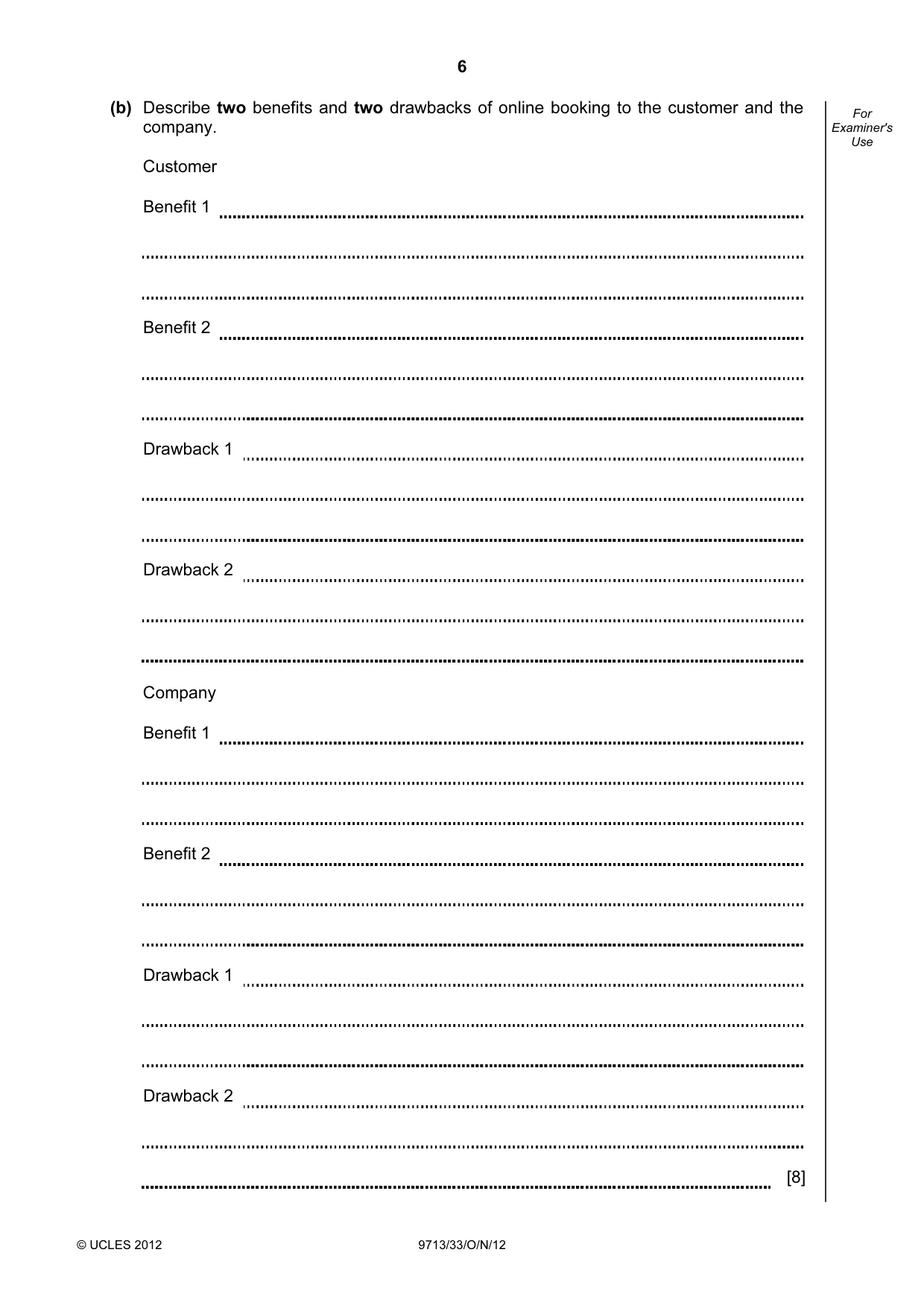 Cambridge A Level Applied Information and Communication Technology 9713 2012 Oct/Nov Paper 3 · Variant 3 question paper, page 6 of 20