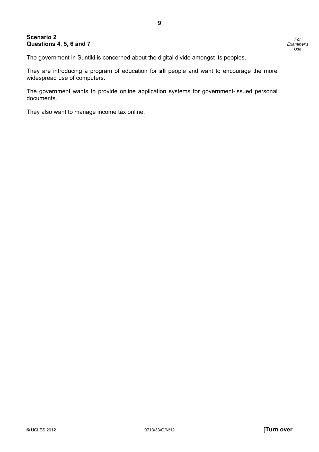 Cambridge A Level Applied Information and Communication Technology 9713 2012 Oct/Nov Paper 3 · Variant 3 question paper, page 9 of 20