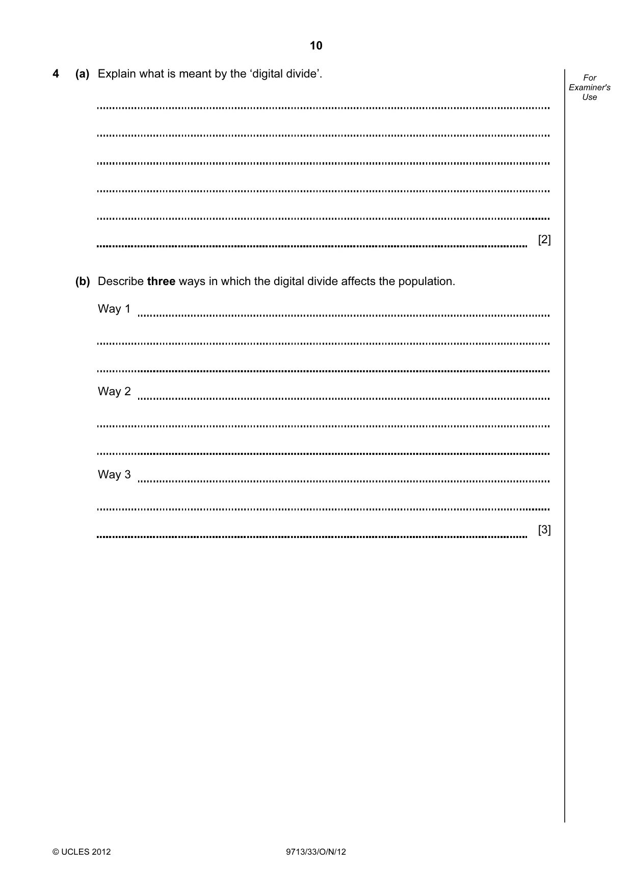 Cambridge A Level Applied Information and Communication Technology 9713 2012 Oct/Nov Paper 3 · Variant 3 question paper, page 10 of 20