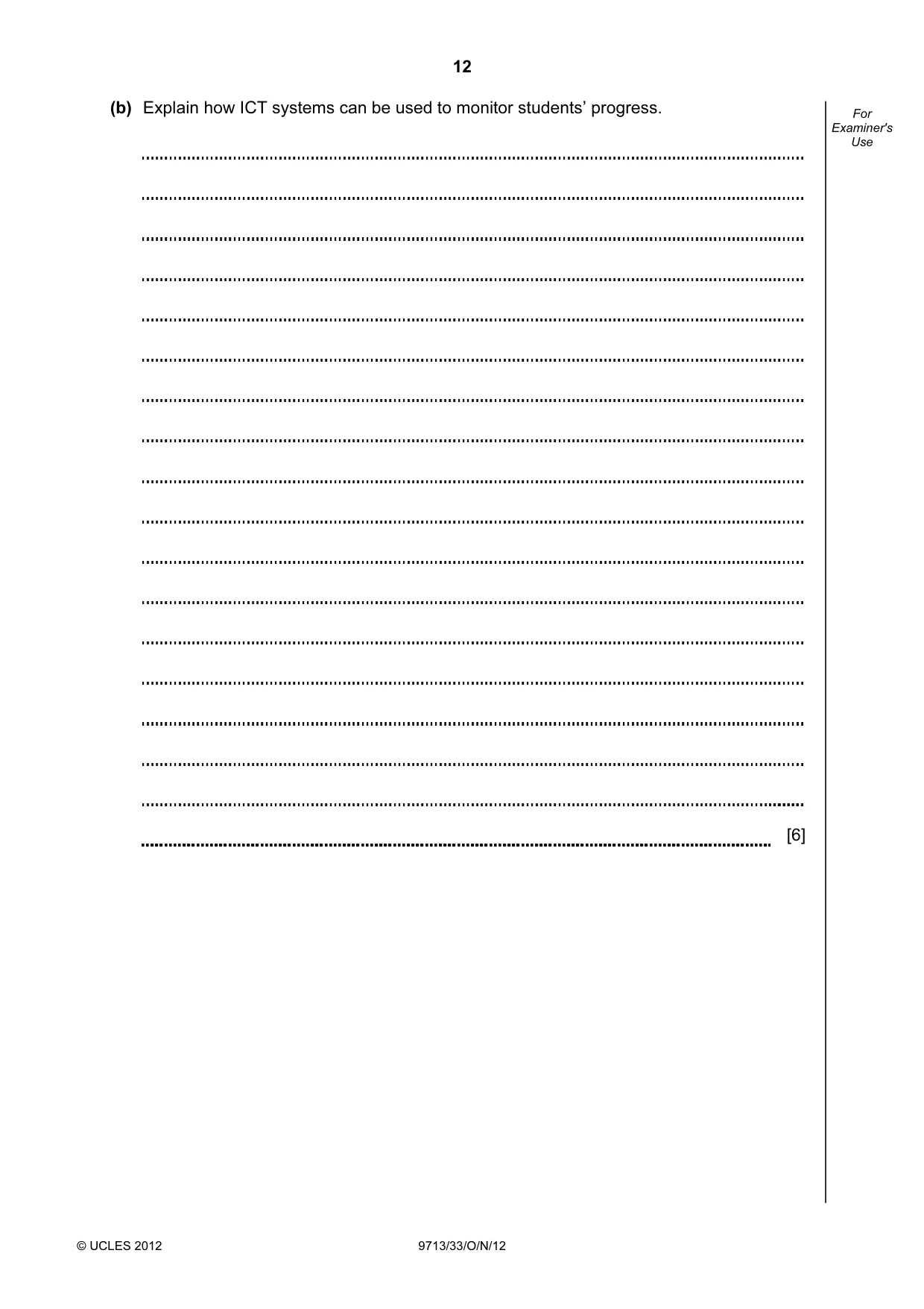 Cambridge A Level Applied Information and Communication Technology 9713 2012 Oct/Nov Paper 3 · Variant 3 question paper, page 12 of 20