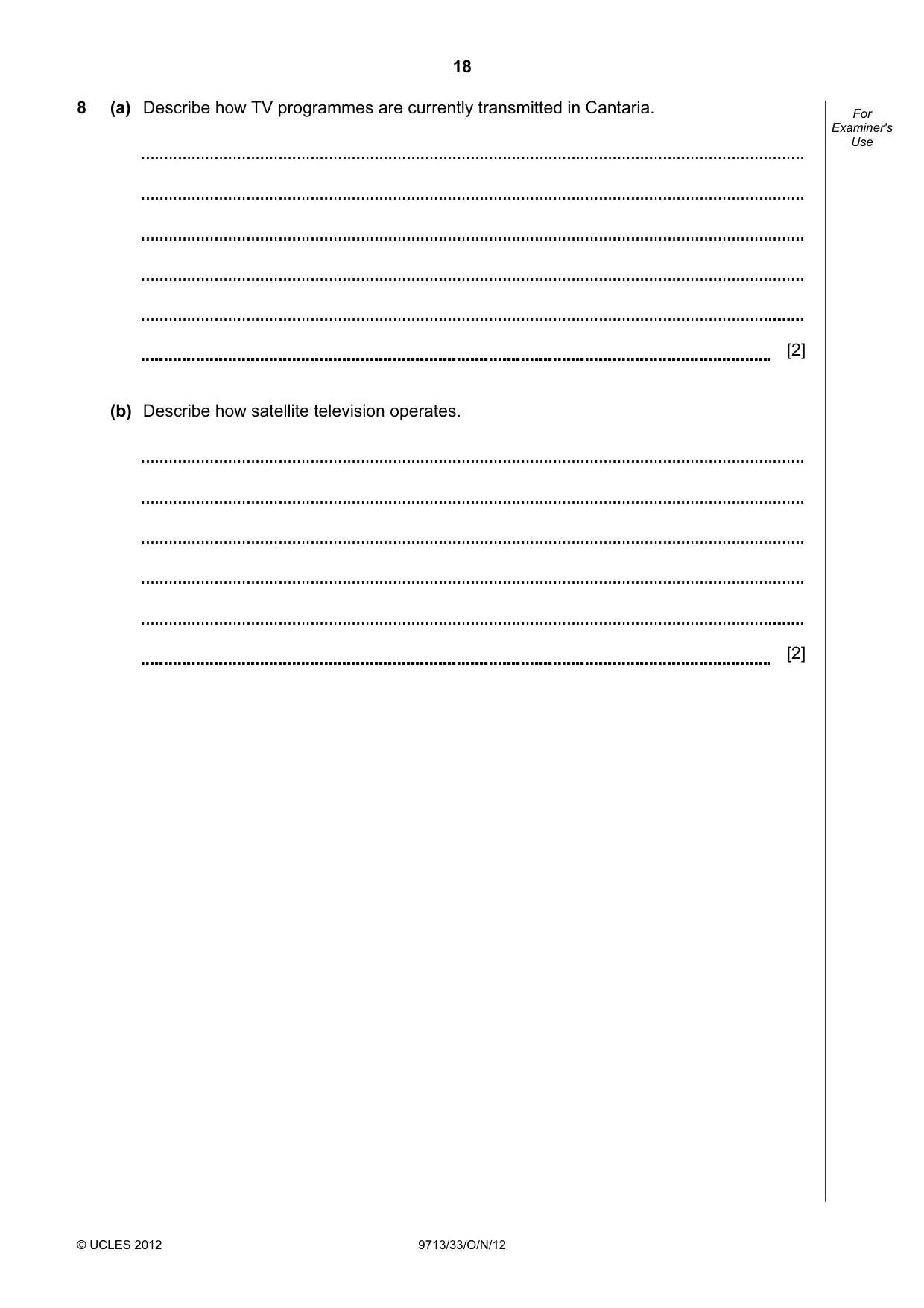 Cambridge A Level Applied Information and Communication Technology 9713 2012 Oct/Nov Paper 3 · Variant 3 question paper, page 18 of 20