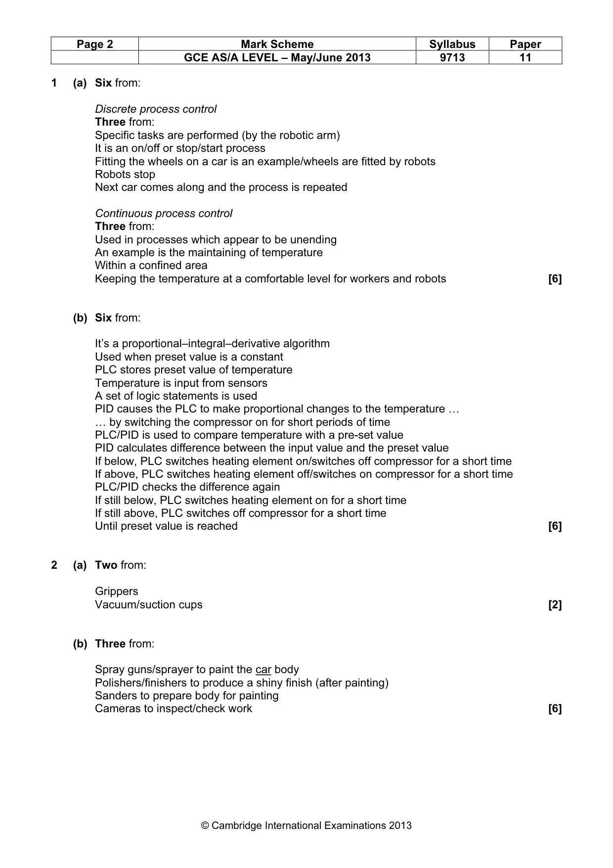 Mark scheme, page 2 of 6
