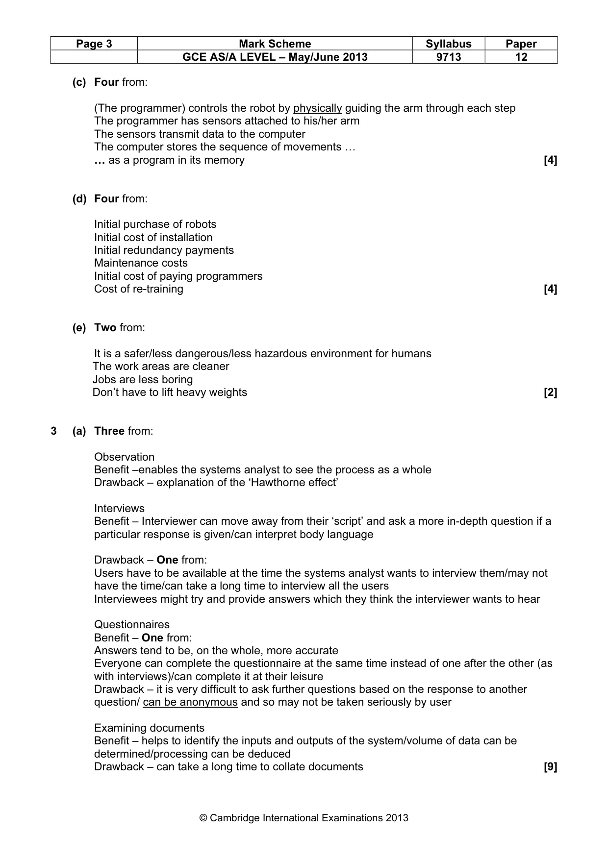 Mark scheme, page 3 of 6