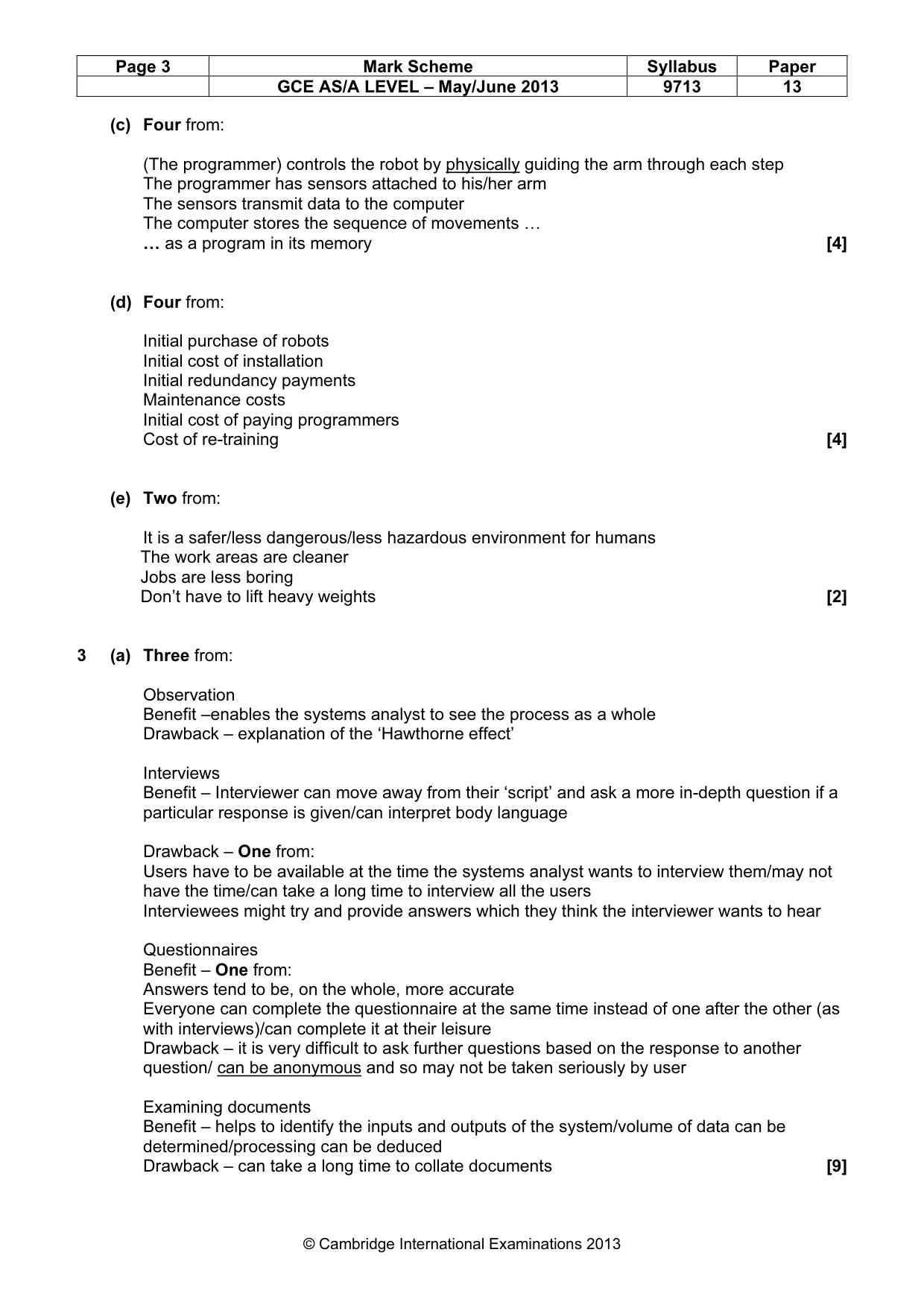 Mark scheme, page 3 of 6