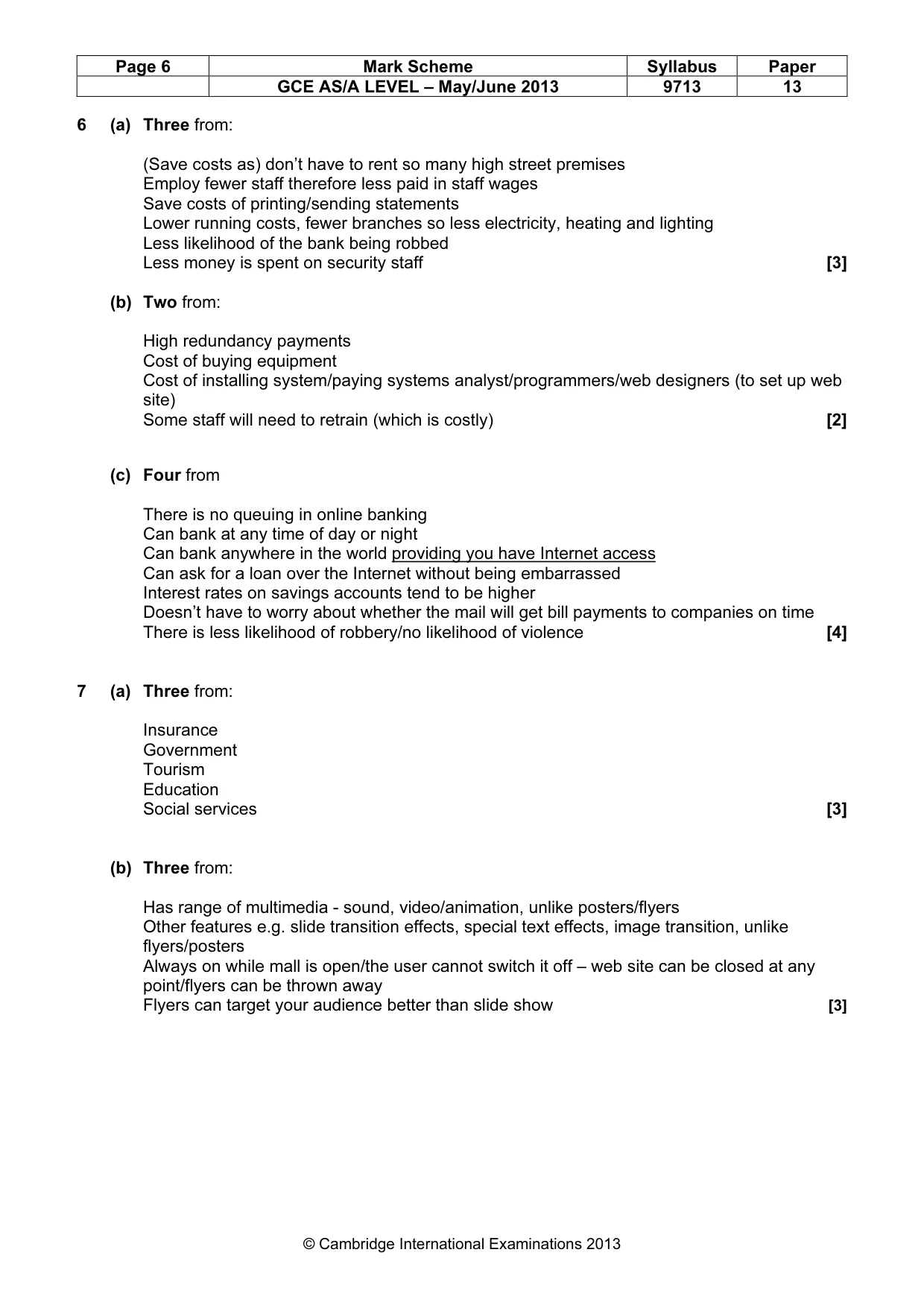 Mark scheme, page 6 of 6